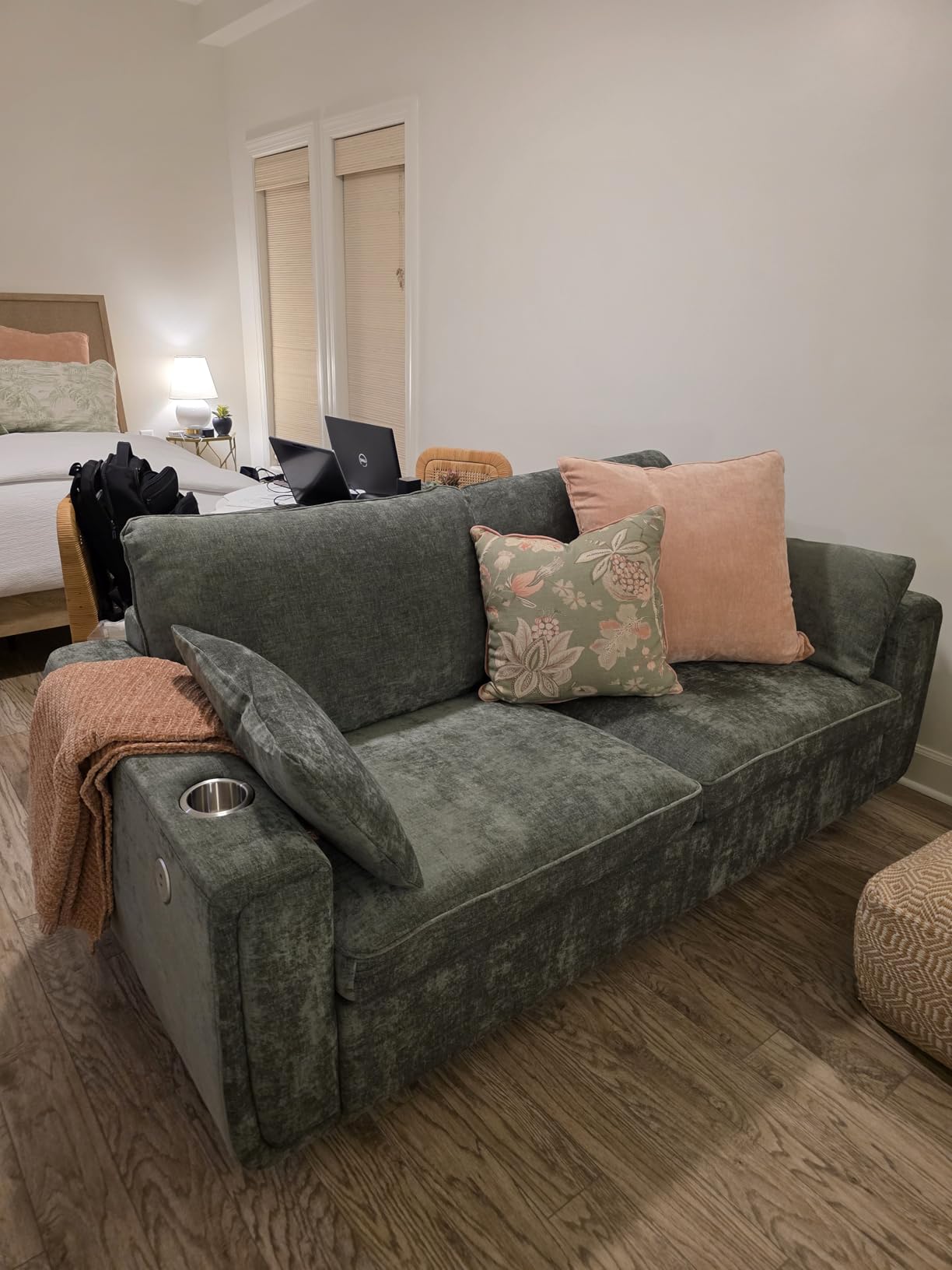 Pull Out Sofa Bed, No Cushion Removal, Queen Sleeper Sofa with USB Fast Charging, Memory Form Mattress customer photo 1