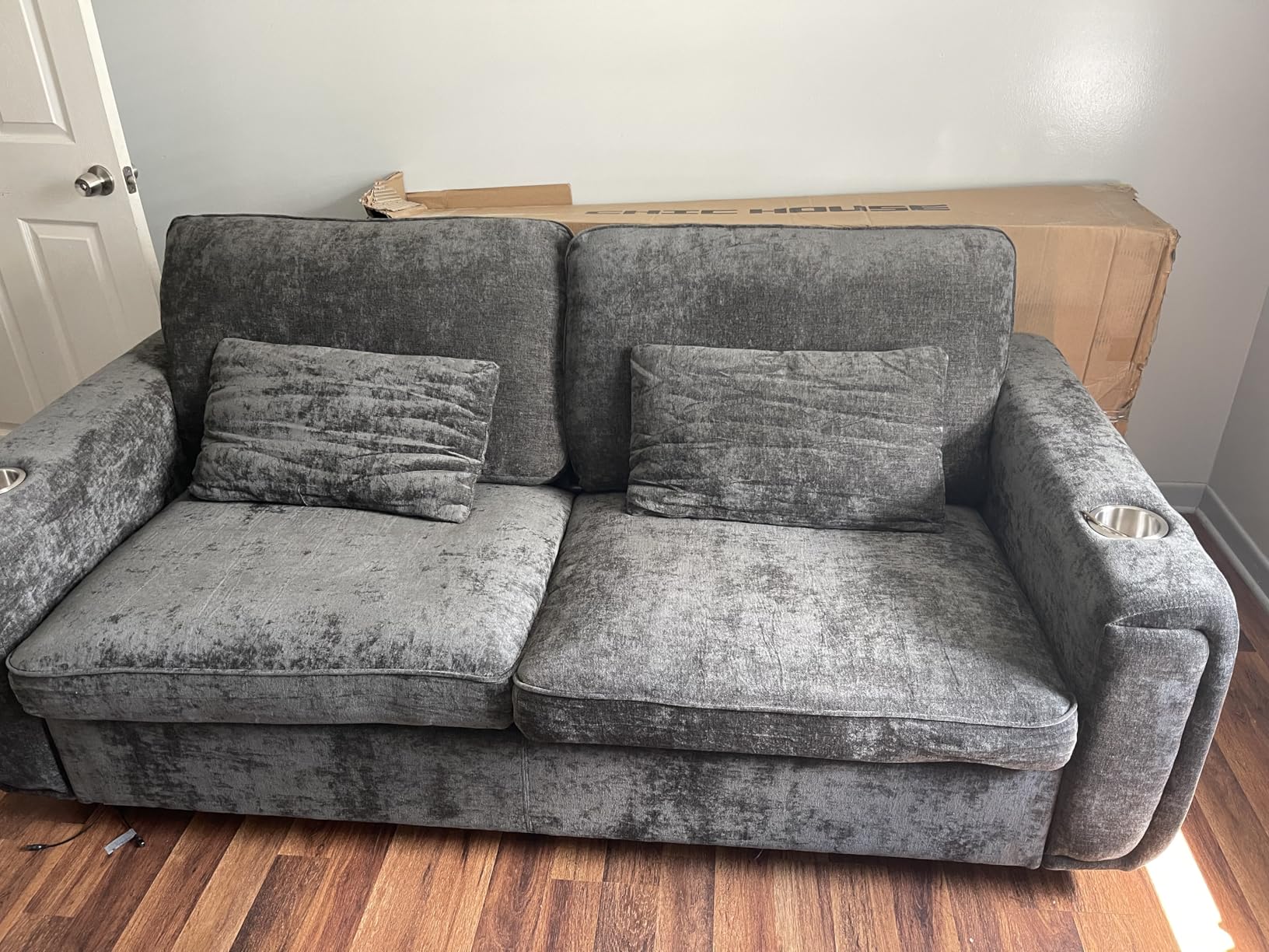 Pull Out Sofa Bed, No Cushion Removal, Queen Sleeper Sofa with USB Fast Charging, Memory Form Mattress customer photo 2