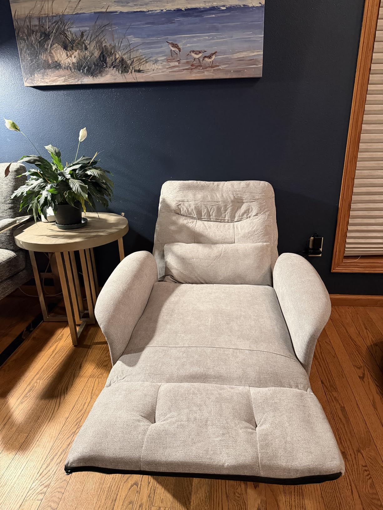 Power Recliner Chair for Adults with Heat & Massage - Soft Fabric Electric Reclining Sofa with Remote Control, 3 Side Pockets, 180° Lay Sleeper for Living Room Home Theater, Black customer photo 1