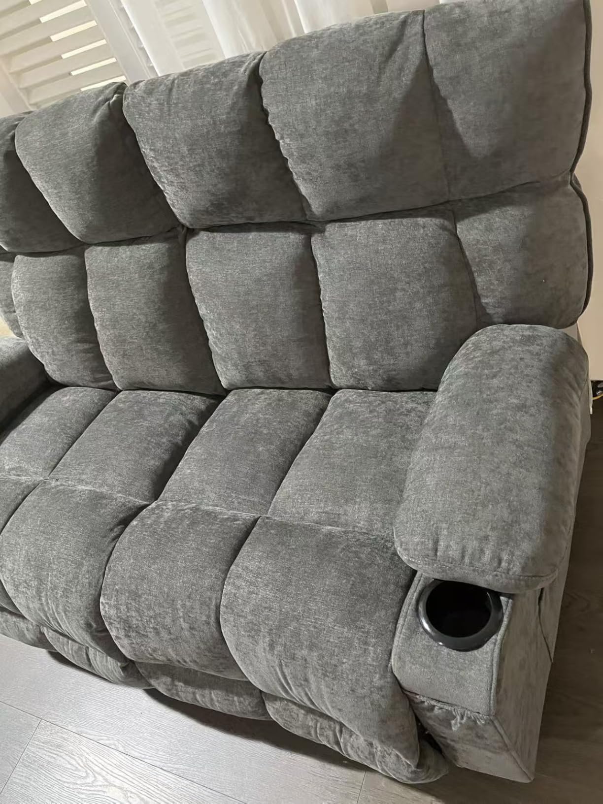 Oversized Loveseat Recliner Sofa, Big Large Reclining Sofa with Cup Holders & Side Pockets, Traditional 2-Seater Manual Recliner Couch for Living Room, RV, Home Theater, Double Recliner (Fabric,Brown) customer photo 1