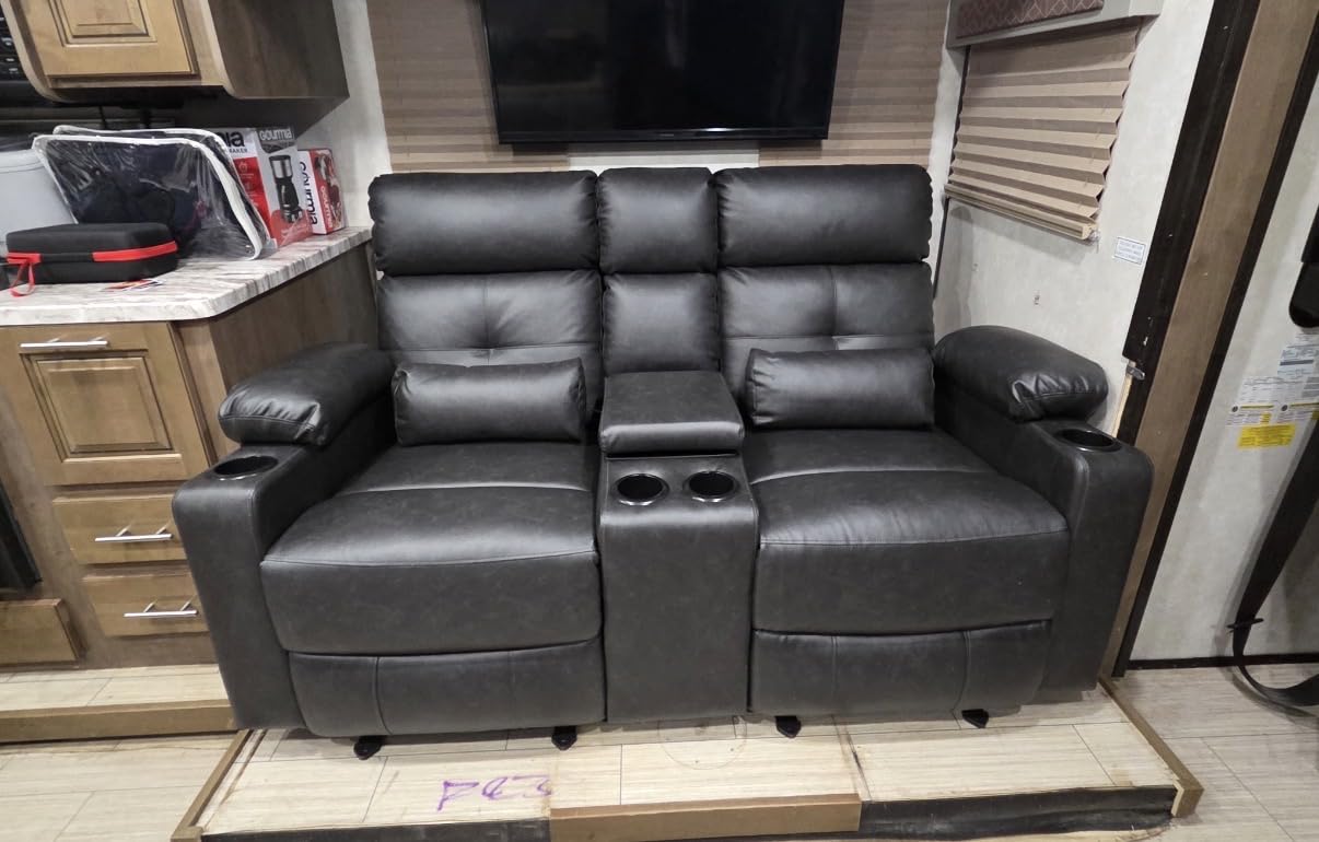 Power Reclining Sofa with Heat and Massage| RV Wall Hugger Recliner Sofa with Electric Tilt | RV 3 Seater Recliner Sofa for Living Room (Sofa Grey) customer photo 1