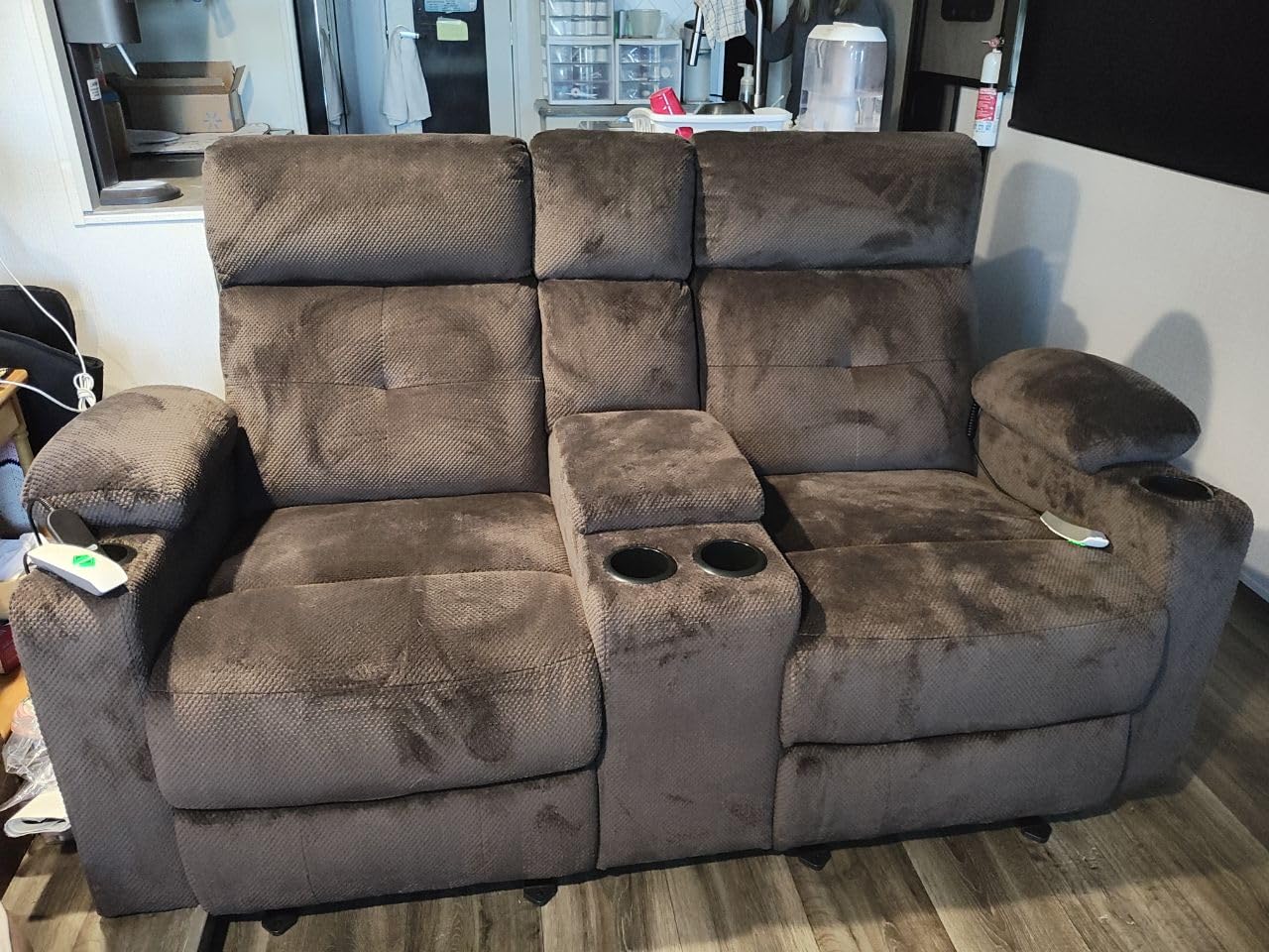 Power Reclining Sofa with Heat and Massage| RV Wall Hugger Recliner Sofa with Electric Tilt | RV 3 Seater Recliner Sofa for Living Room (Sofa Grey) customer photo 2