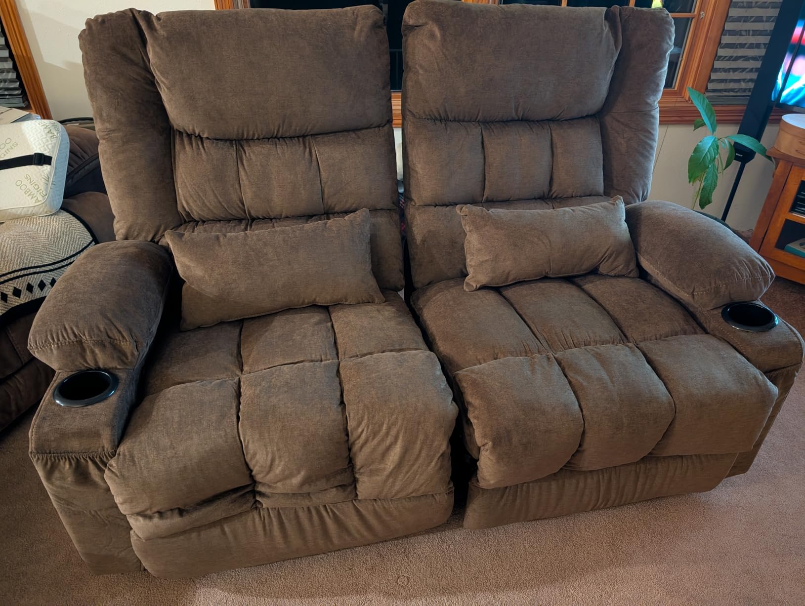BOSMILLER Reclining Sofa with Cup Holders for Living Room 3 Seat Manual Sofa Recliner with Side Pocket customer photo 2