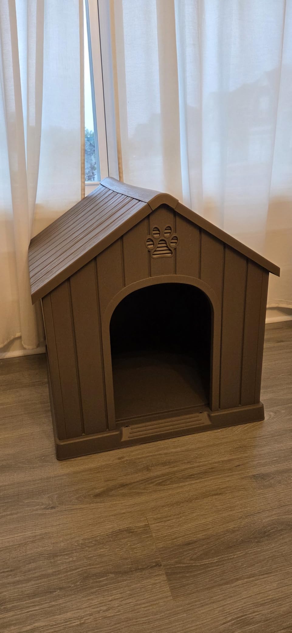 EFU Large Dog House Outdoor Indoor, Waterproof Dog House with Air Vents and Elevated Floor, Weatherproof Dog Kennel for Small - Large Dogs, Durable Pet Shelter for Patio Yard Porch, Grey customer photo 1