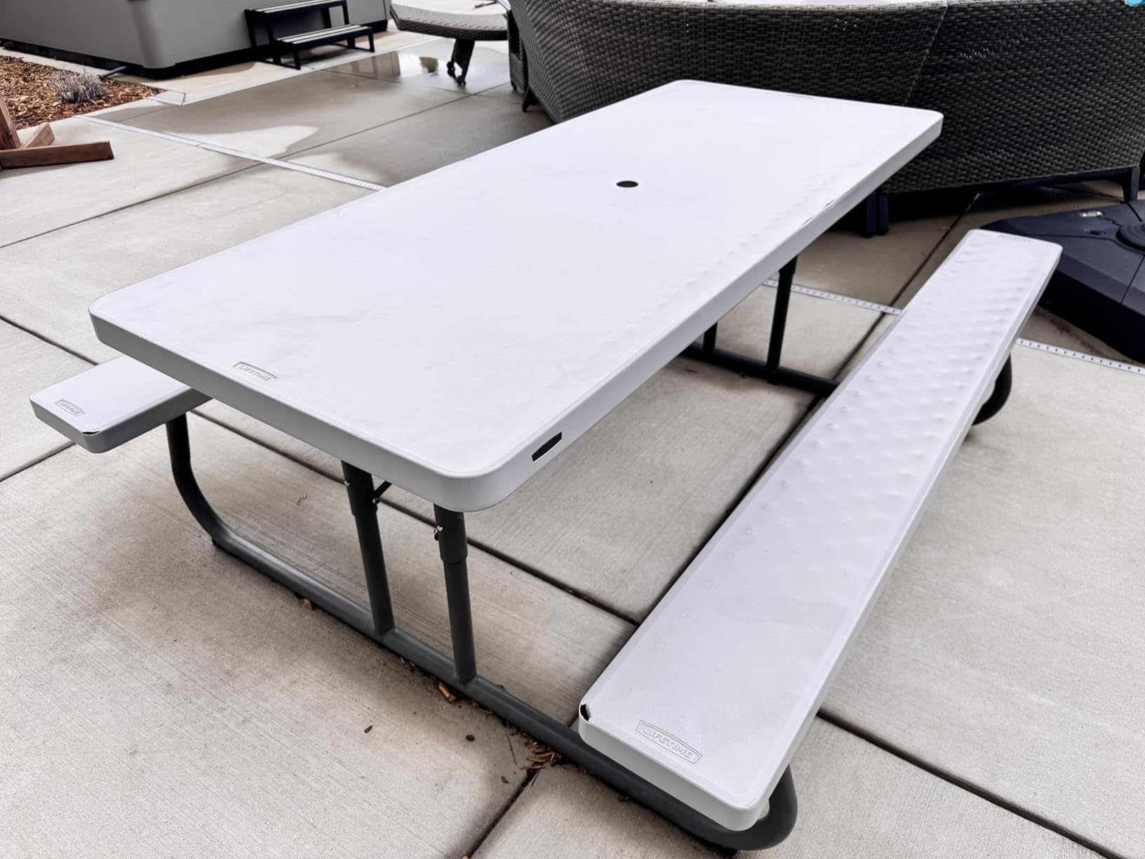 LIFETIME 6‑Foot Folding Picnic Table, Outdoor Portable Bench Seating for 8, UV‑Protected HDPE, Powder‑Coated Steel Frame, Stain‑Resistant, Folds Flat for Storage customer photo 1