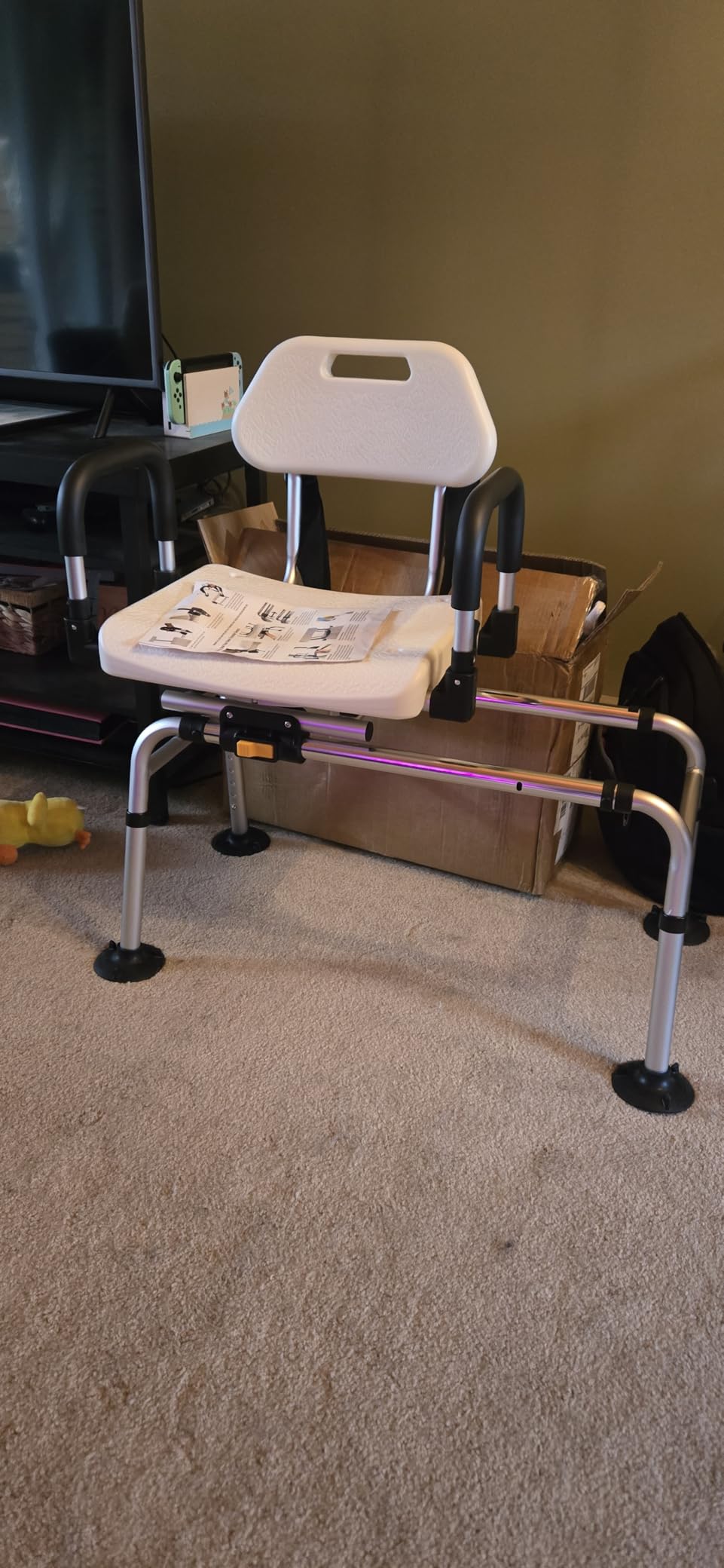 DMI Tub Transfer Bench and Shower Chair with Non Slip Aluminum Body, FSA Eligible, Adjustable Seat Height and Cut Out Access, Holds Weight up to 400 Lbs, Bath and Shower Safety, Transfer Bench customer photo 1