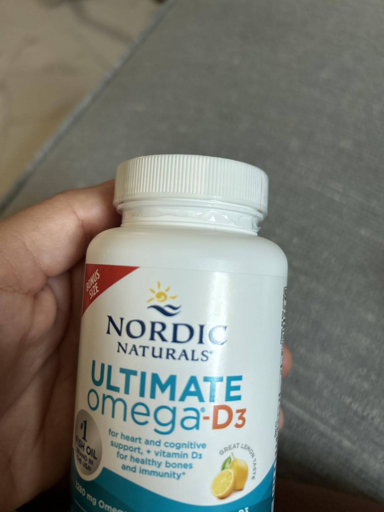 Nordic Naturals Ultimate Omega-D3, Lemon Flavor - 120 Soft Gels - 1280 mg Omega-3 + 1000 IU Vitamin D3 - EPA & DHA - Promotes Brain, Heart, & Immune Health - 60 Servings customer photo 1