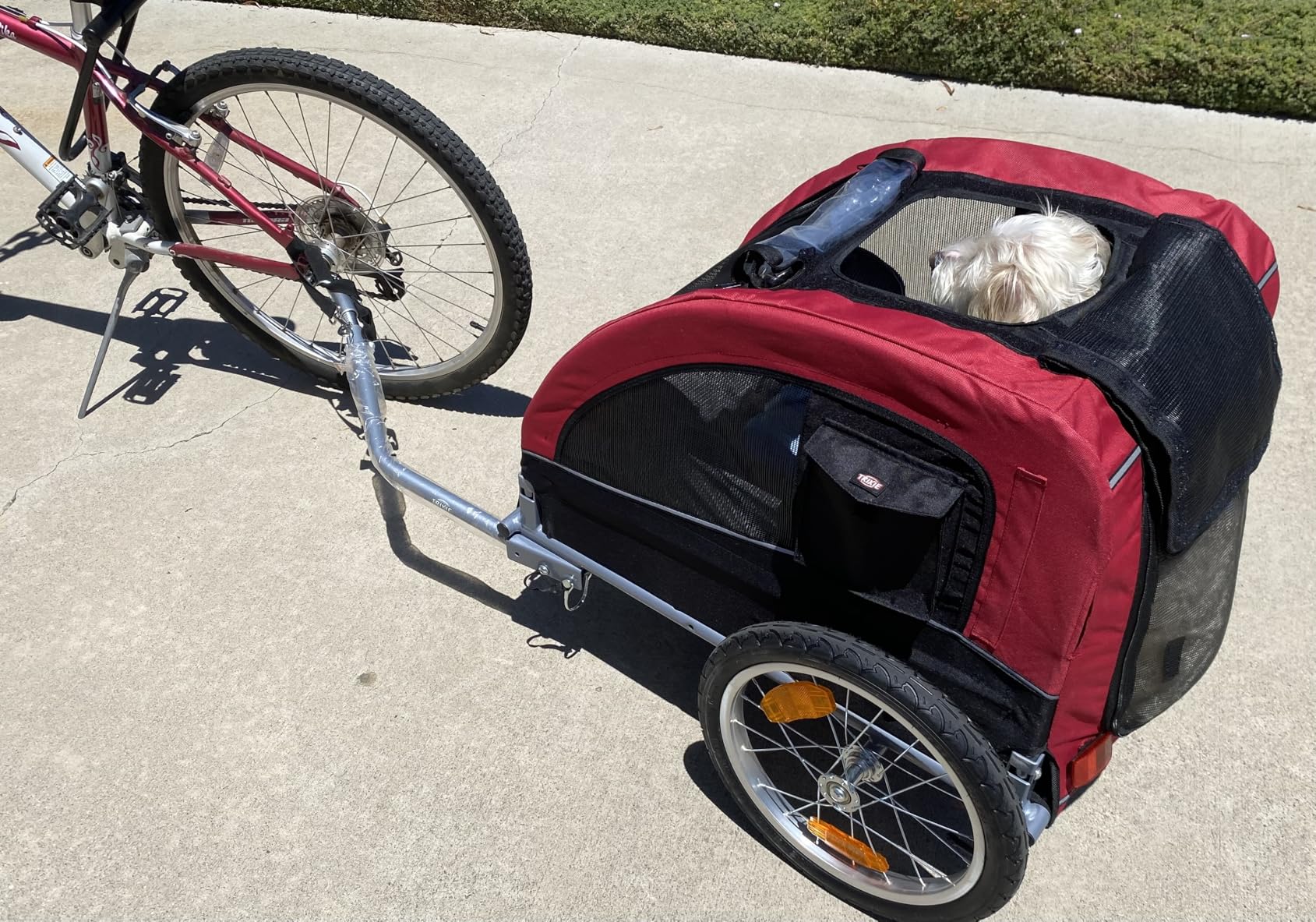 TRIXIE Large Dog Bike Trailer - Foldable Pet Bicycle Trailer for Dogs up to 66lbs, Quick Fastening Wheels, 2 Doors, Safety Leash & Waterproof Carrier customer photo 1