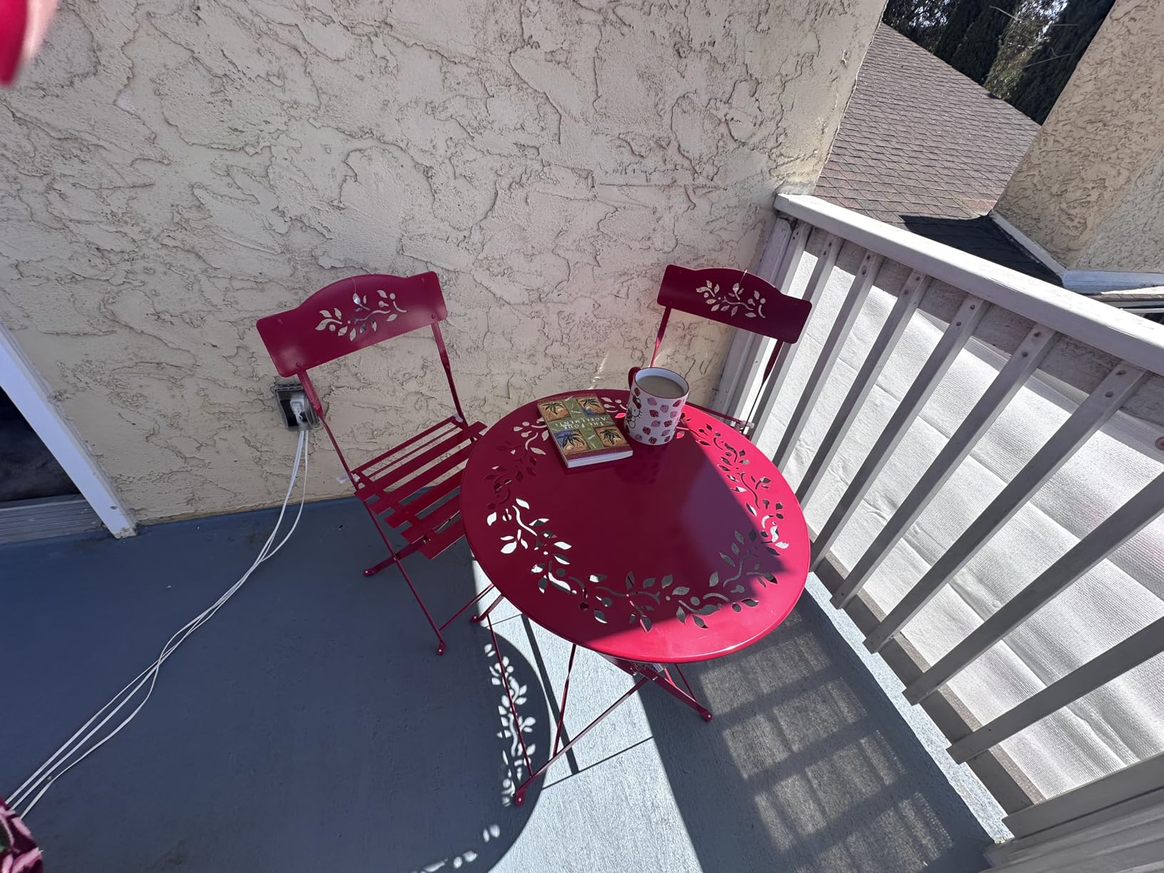 Alpine Corporation Indoor/Outdoor 3-Piece Bistro Set Folding Table and Chairs Patio Seating, Red customer photo 1