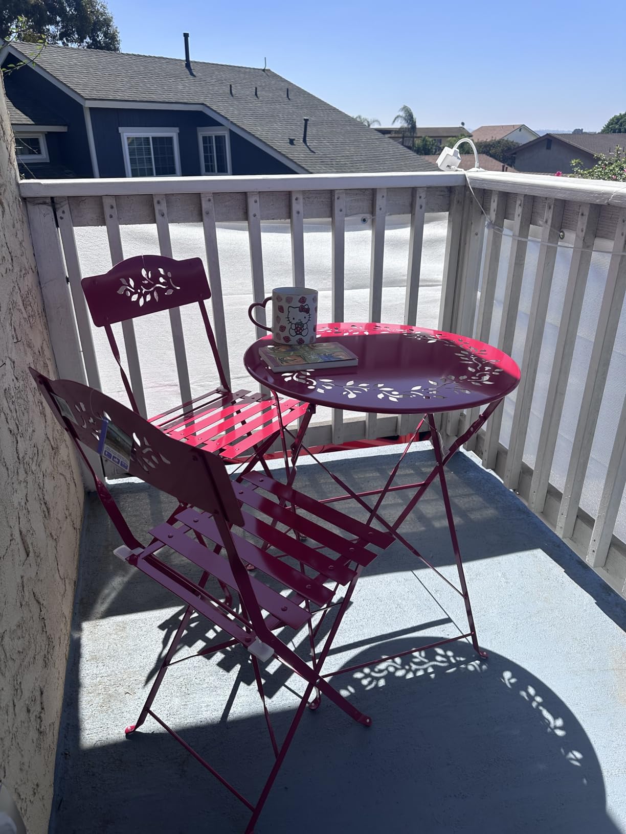 Alpine Corporation Indoor/Outdoor 3-Piece Bistro Set Folding Table and Chairs Patio Seating, Red customer photo 2