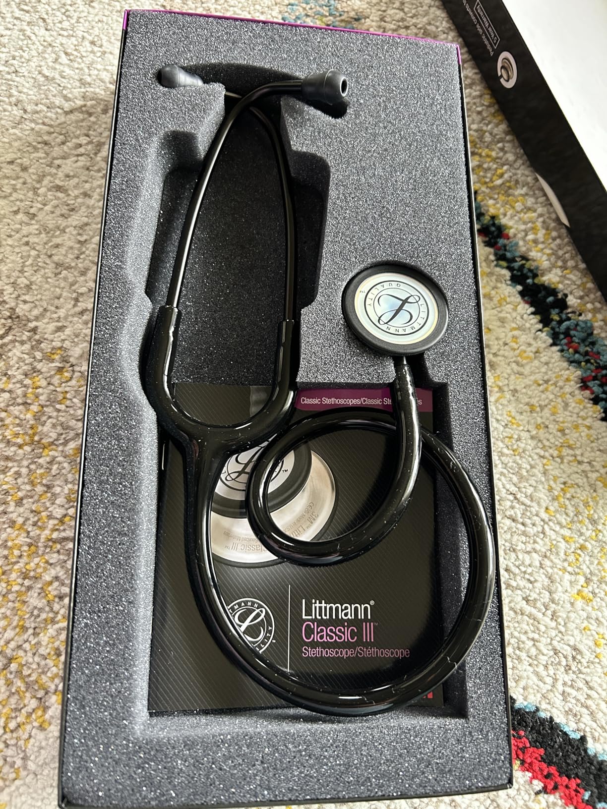 3M Littmann Classic III Monitoring Stethoscope, 5803, More Than 2X as Loud, Weighs Less, Stainless Steel Black-Finish Chestpiece, 27