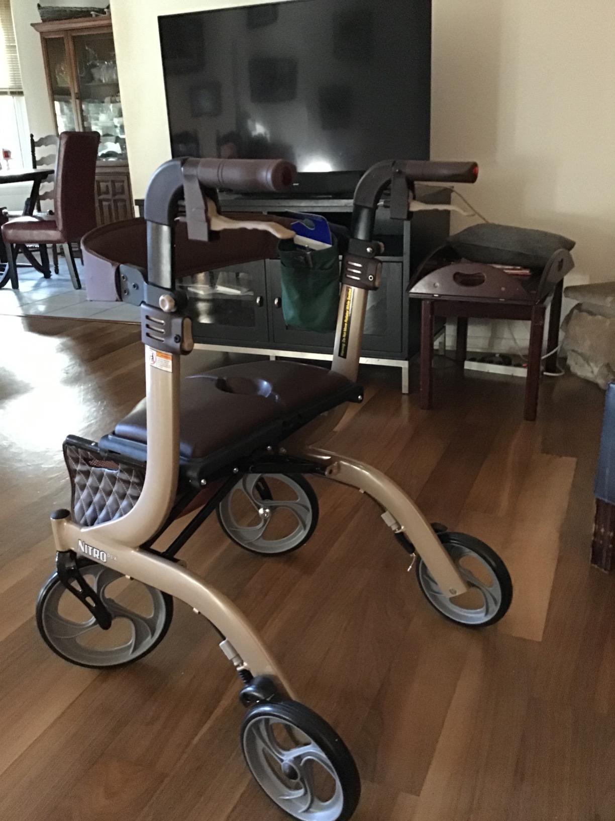 Drive Medical Nitro DLX Foldable Rollator Walker for Seniors, Adults, and Disabled - Hand Activated Brakes, Padded Seat, and Storage Bag - Sleek Blue customer photo 1