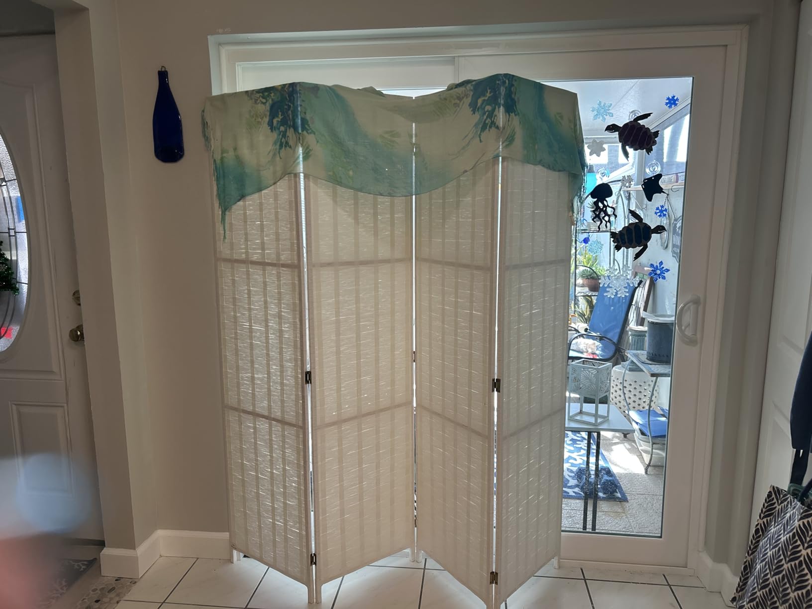 FDW Room Divider 6FT Wall Divider Wood Screen 4 Panels Wood Mesh Hand-Woven Design Room Screen Divider Indoor Folding Portable Partition Screen, Black customer photo 2