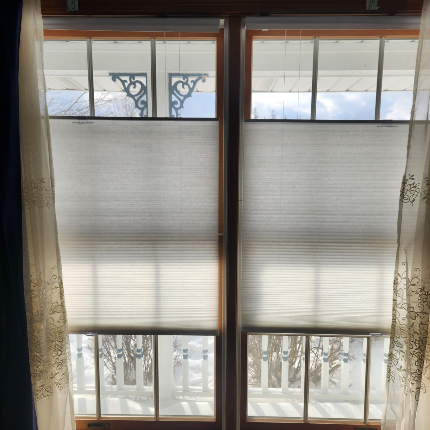 Cordless Cellular Pleated Window Shades - 35 Inch Width, 64 Inch Length - White - Light Filtering Top-Down Honeycomb Pull Down Blinds for Windows and Skylights by Achim Home Decor customer photo 2