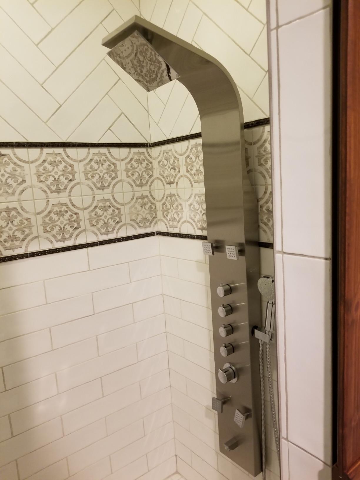 ANZZI Shower Head Panel Tower, Echo Brushed Steel Stainless Steel Metal, 4 Turbo Jetted & Multi Functional, High Pressure Jet + Rainfall + Handheld Wand Attachment Combo, Wall Mount (SP-AZ022) customer photo 1