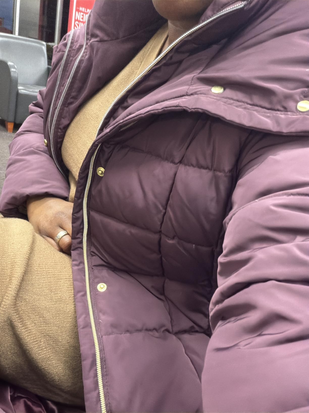 Cole Haan Women's Long Quilted Puffer Coat Down Jacket customer photo 1