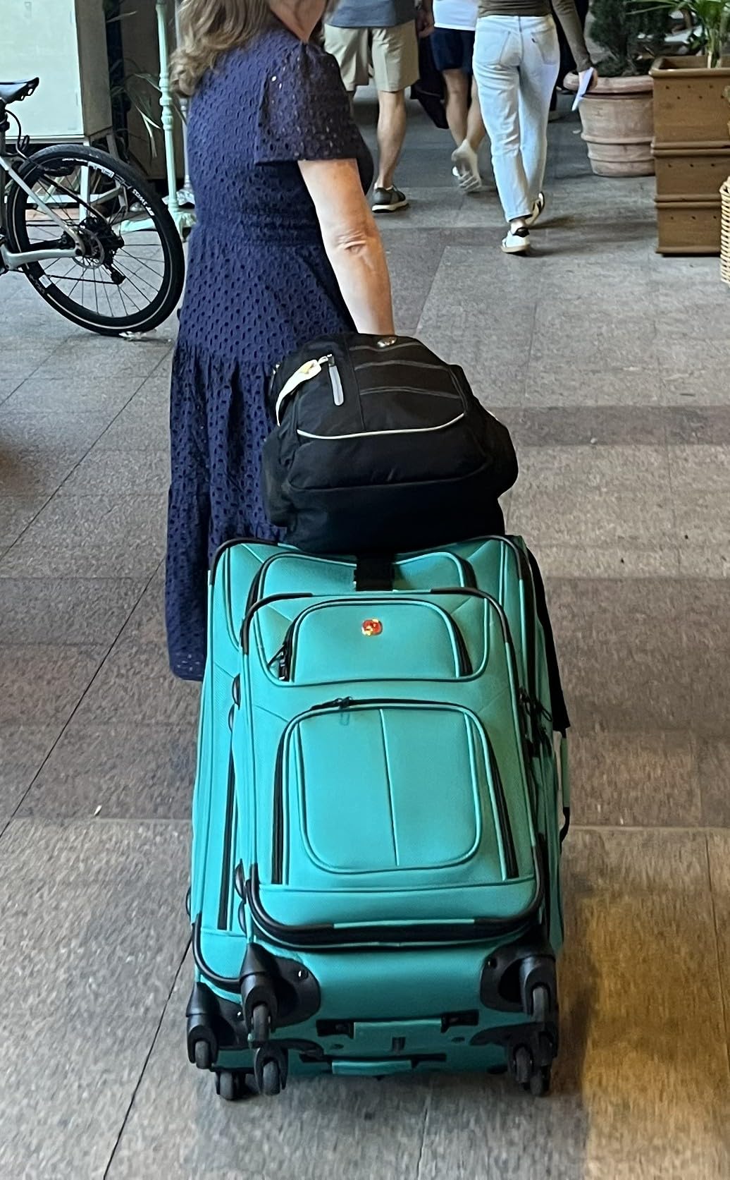 SwissGear Sion Softside Expandable Spinner Luggage Durable Lightweight Travel Suitcase, Blue, Carry-On customer photo 1