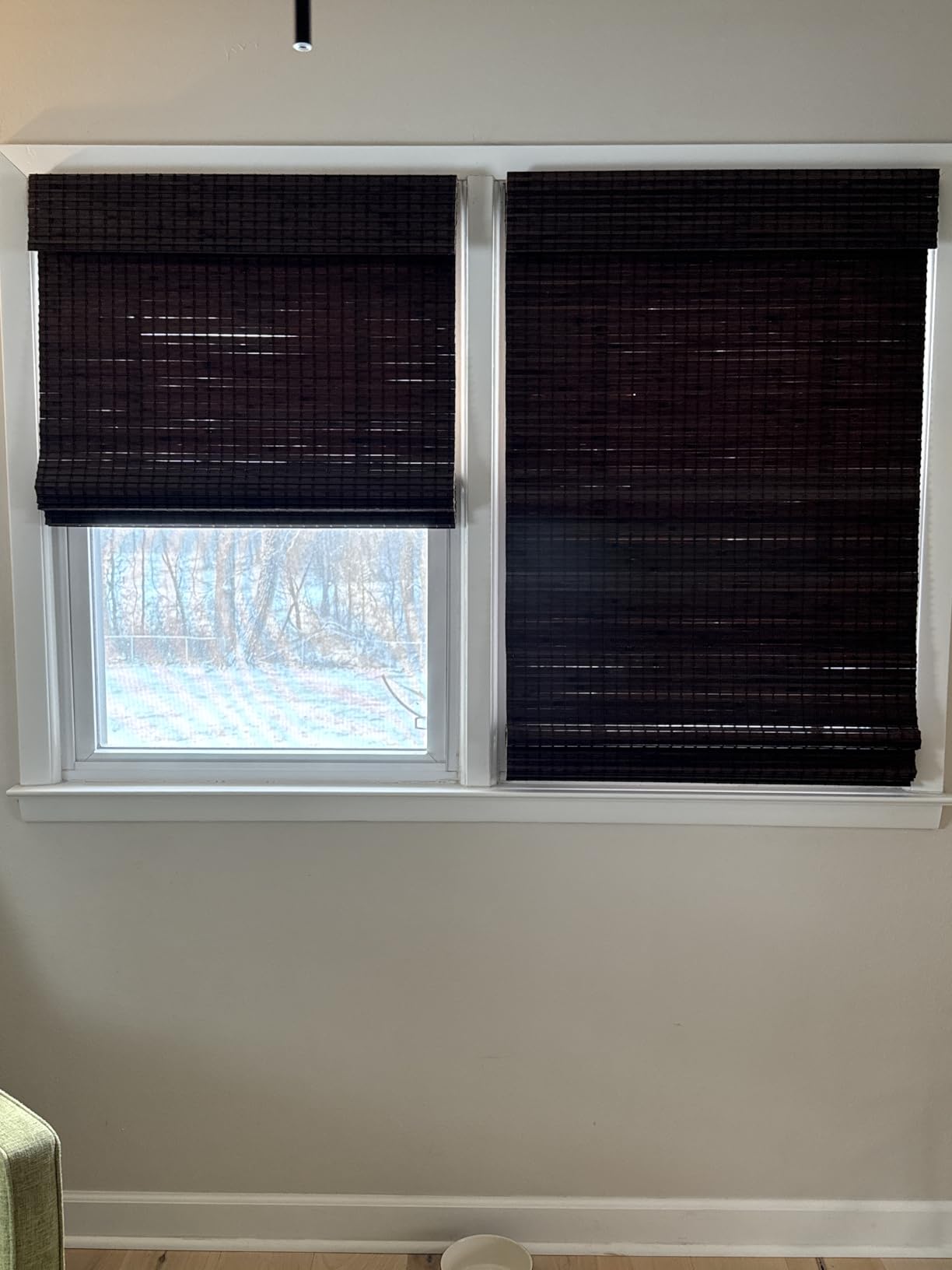 Radiance Cordless Bamboo Blinds - Flatstick Bamboo Roman Shades for Interior Windows - Roll Up Woven Shades with Valance - Inside & Outside Mount Roman Window Shades - Driftwood - 31