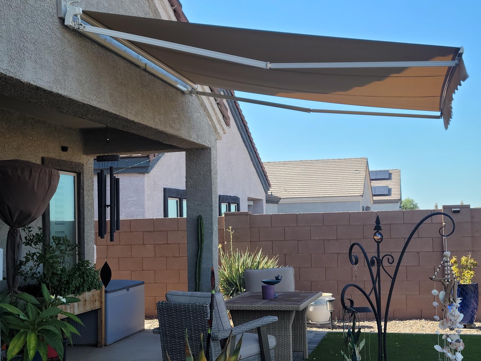 Diensweek 12'x10' Patio Awning Retractable, Fully Assembled Manual Commercial Grade - Quality 100% 280G Ployester Window Door Sunshade Shelter - Deck Canopy Balcony P100 Series (12'x10', Beige) customer photo 2