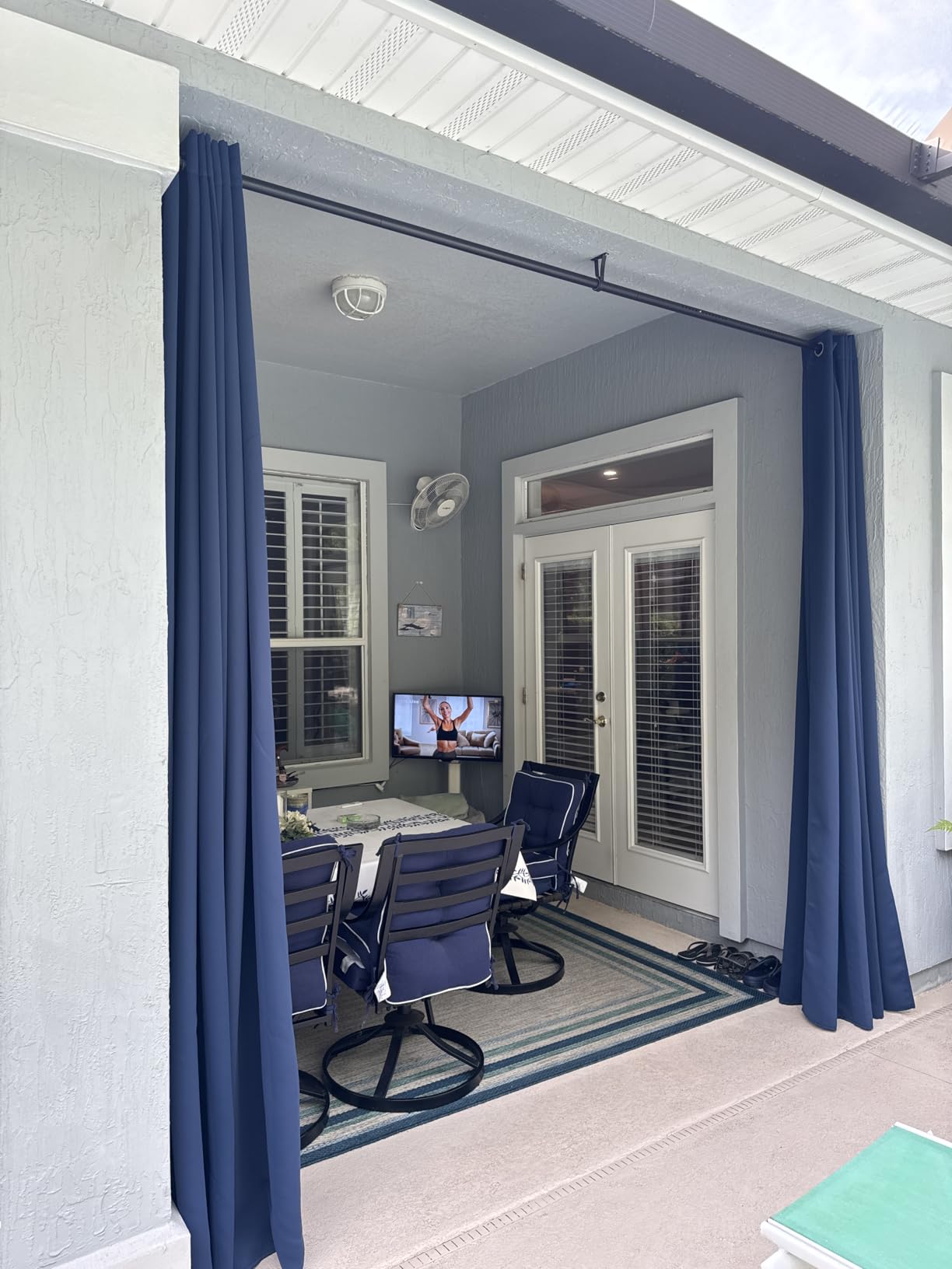 RYB HOME Outdoor Curtains for Patio Waterproof Block Sunlight Thermal Insulated Privacy Assured Thick Outside Curtains for Porch, Gazebo, Pergola, W52