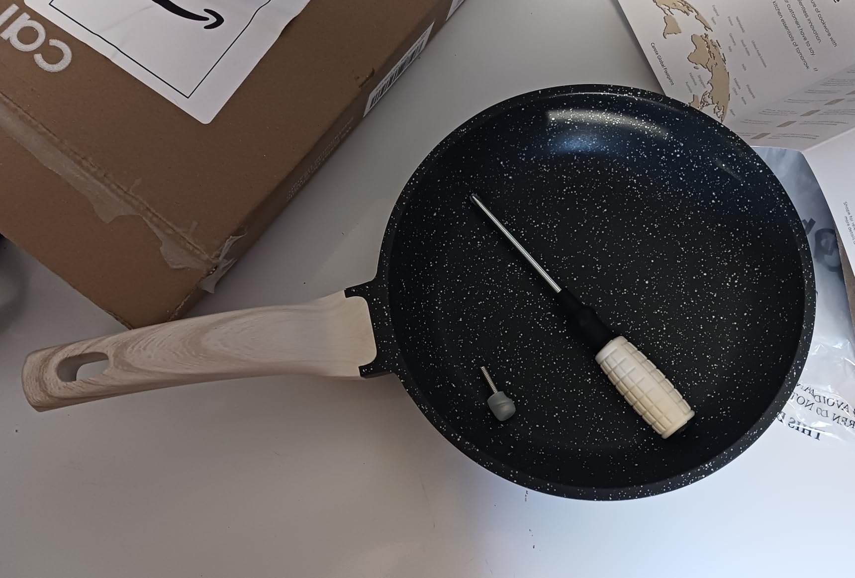 CAROTE Nonstick Frying Pan Skillet, Non Stick Granite Fry Pan Egg Pan Omelet Pans, Stone Cookware Chef's Pan, PFOA Free, Induction Compatible (Classic Granite, 8-Inch) customer photo 2