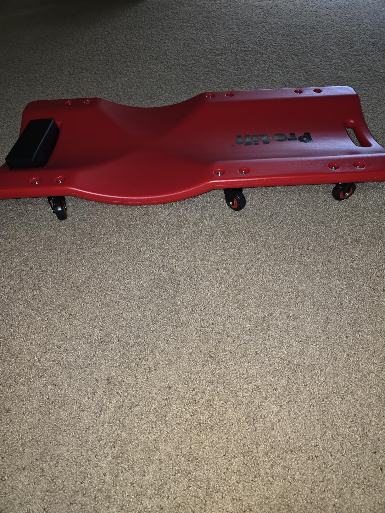 Pro Lift Mechanic Plastic Creeper 36 Inch - Blow Molded Ergonomic HDPE Body with Padded Headrest - 300 Lbs Capacity Red customer photo 2