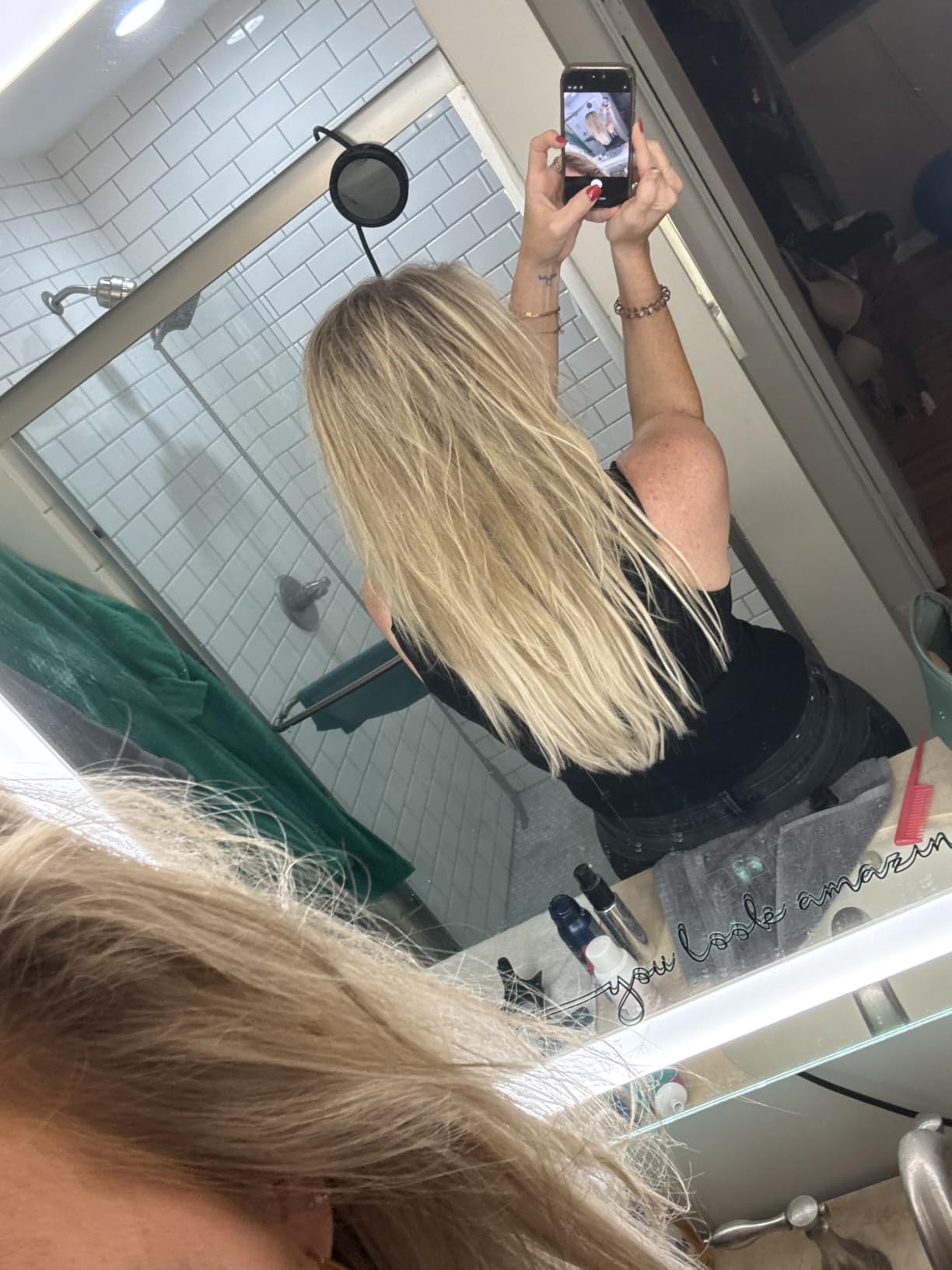 GOO GOO Clip in Hair Extensions Real Human Hair, Remy Human Hair Extensions Clip ins for Women, Natural Human Hair, 18inch 120g 7Pcs, 2 Dark Brown customer photo 2
