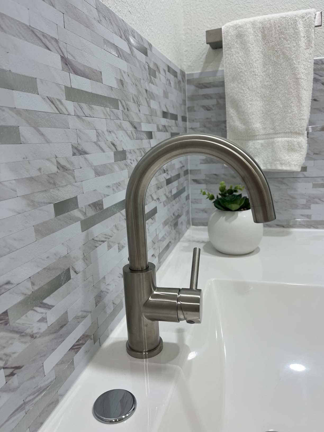 CREA Bar Sink Faucet, Bathroom Kitchen Faucet Brushed Nickel Pre Wet Small Mini Kitchen Bath Utility Marine Faucet Single Hole Stainless Steel Farmhouse Vanity Lavatory Faucets Outdoor customer photo 2
