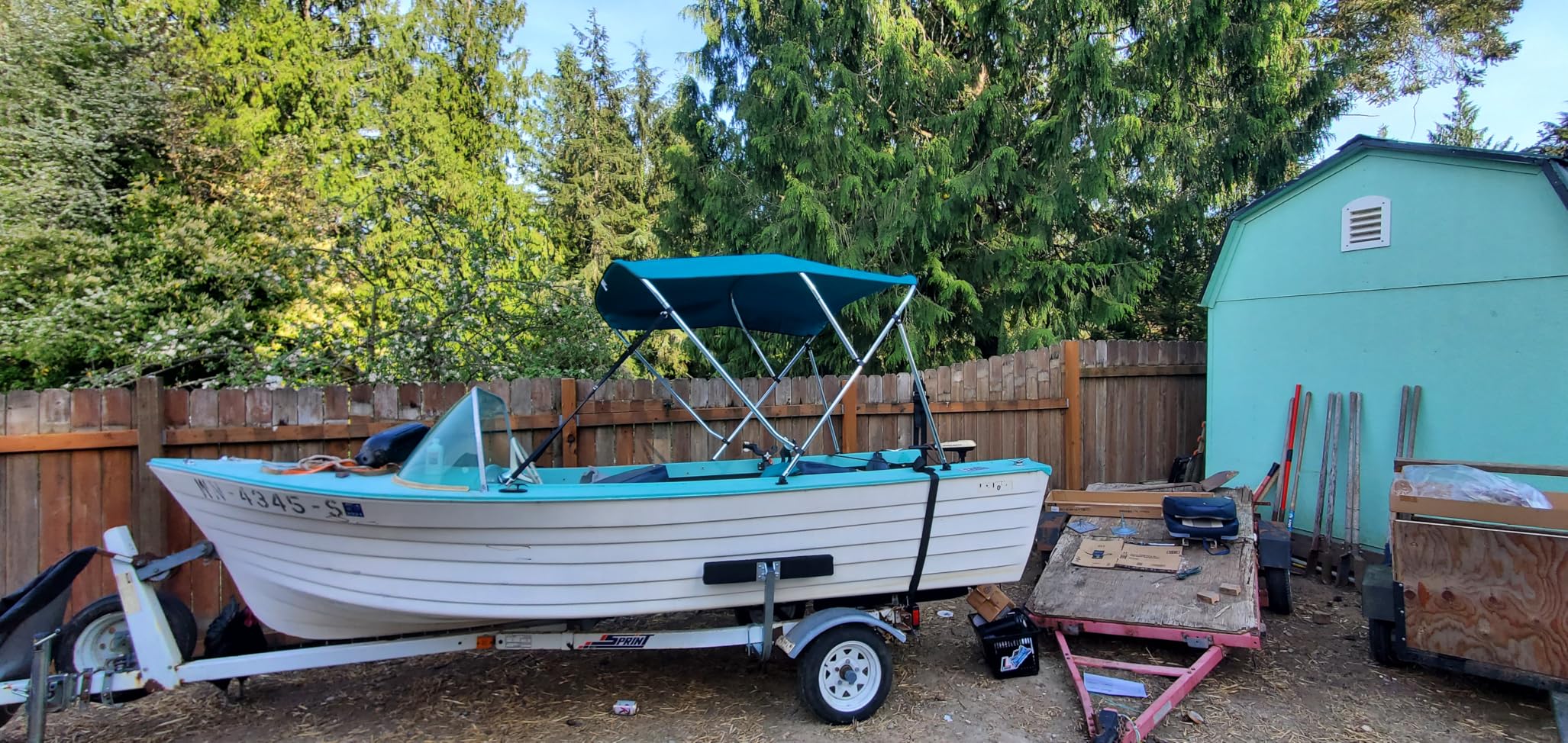 Seamander 10 Colors Available, 3Bow 4 Bow Bimini Top for Boat, 13 Different Size Includes 4 Straps 2 Rear Support Poles, Hardwares and Storage Boot Cover, 1