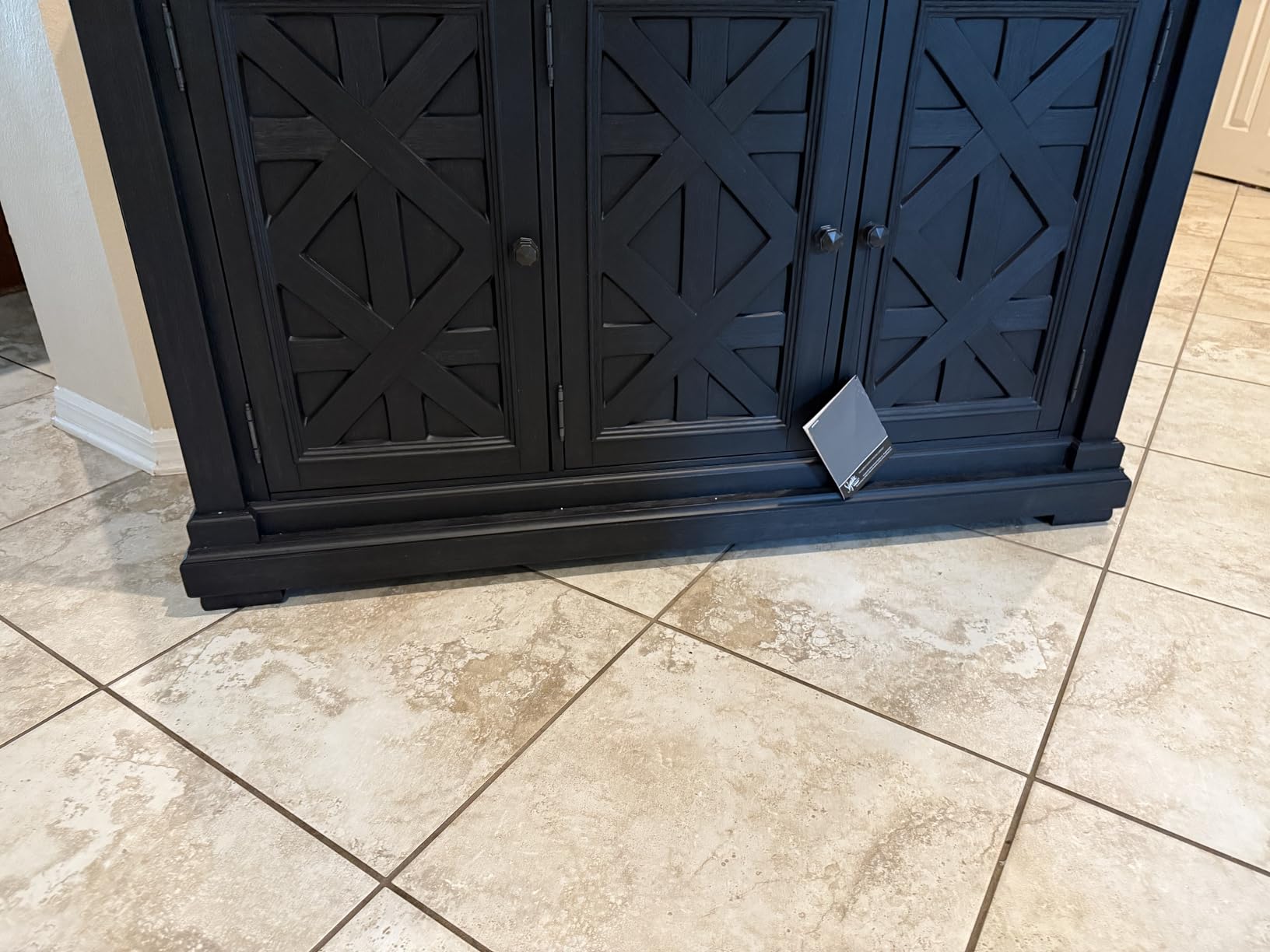 Signature Design by Ashley Tyler Creek Vintage Casual Dining Room Buffet Cabinet or Server with 3 Doors and Lattice Design, Wood, 36