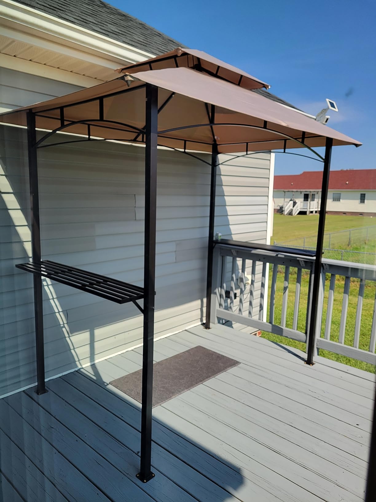 Kozyard Andra 8' x 5' BBQ Grill Gazebo Canopy Tent, Vented Soft Top Roof, Steel Frame with Side Shelves & Utensil Hooks, 4 Magnetic Detachable LED Lights, Outdoor Grill Shelter customer photo 1