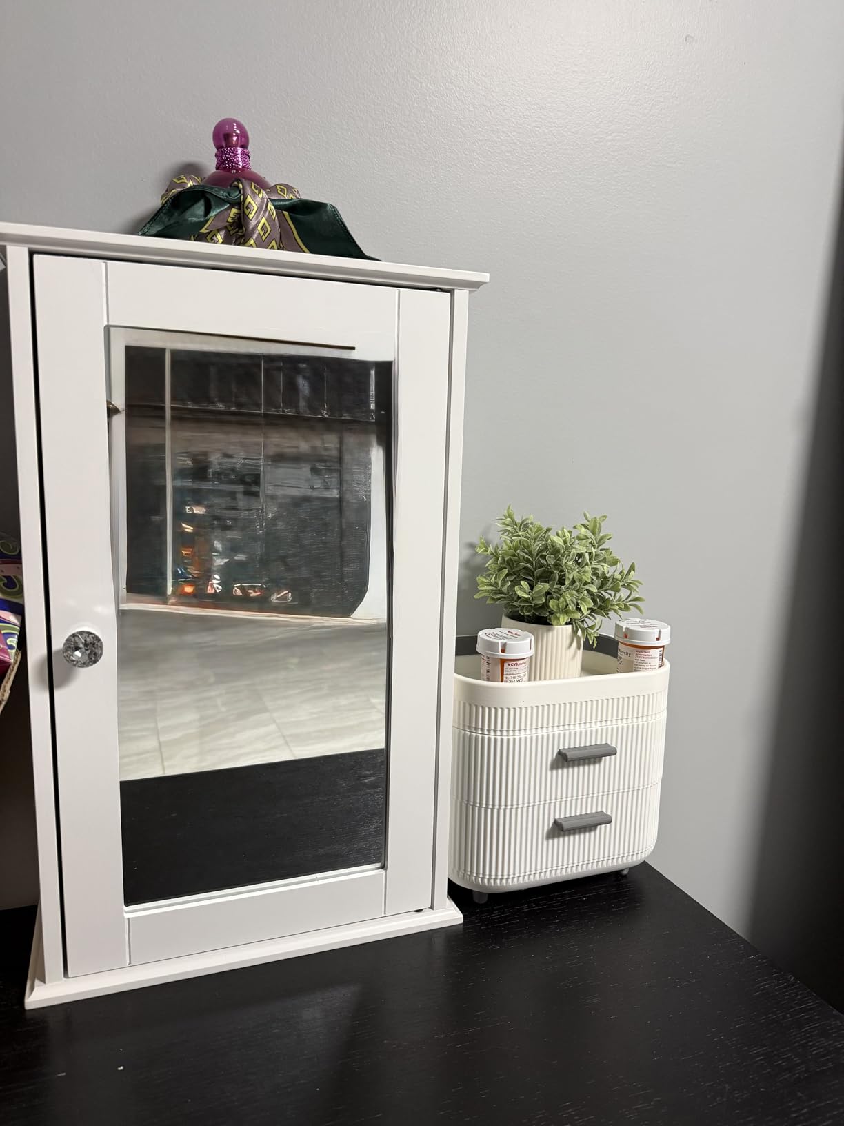Bonnlo White Mirrored Medicine Cabinet - Wall Mounted Bathroom Storage Organizer with Single Door, 2 Adjustable Shelves & Magnetic Lock, Small Vanity Cabinet for Over the Toilet/Sink customer photo 1