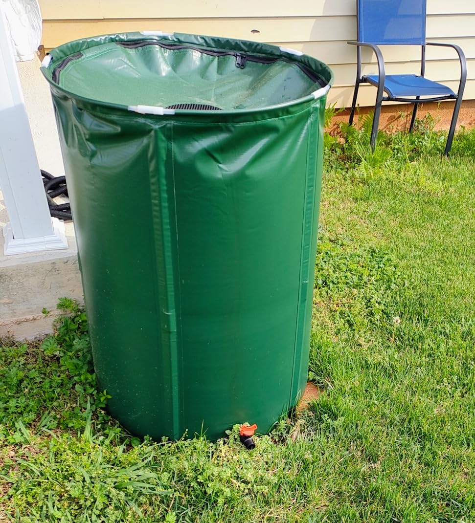 VINGLI 50 Gallon Collapsible Rain Barrel, Portable Water Storage Tank, Rainwater Collection System Downspout, Water Catcher Container with Filter Spigot Overflow Kit customer photo 2