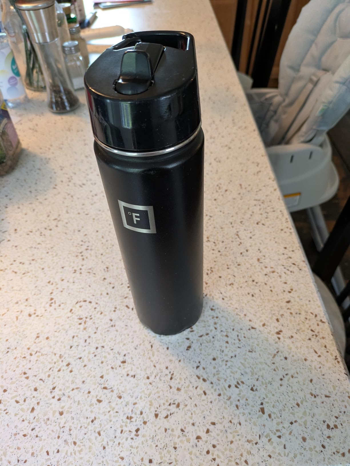 Iron Flask Camping & Hiking Hydration Flask with Straw, Wide Mouth Insulated Stainless Steel Sports Water Bottle - 32 oz Midnight Black customer photo 2