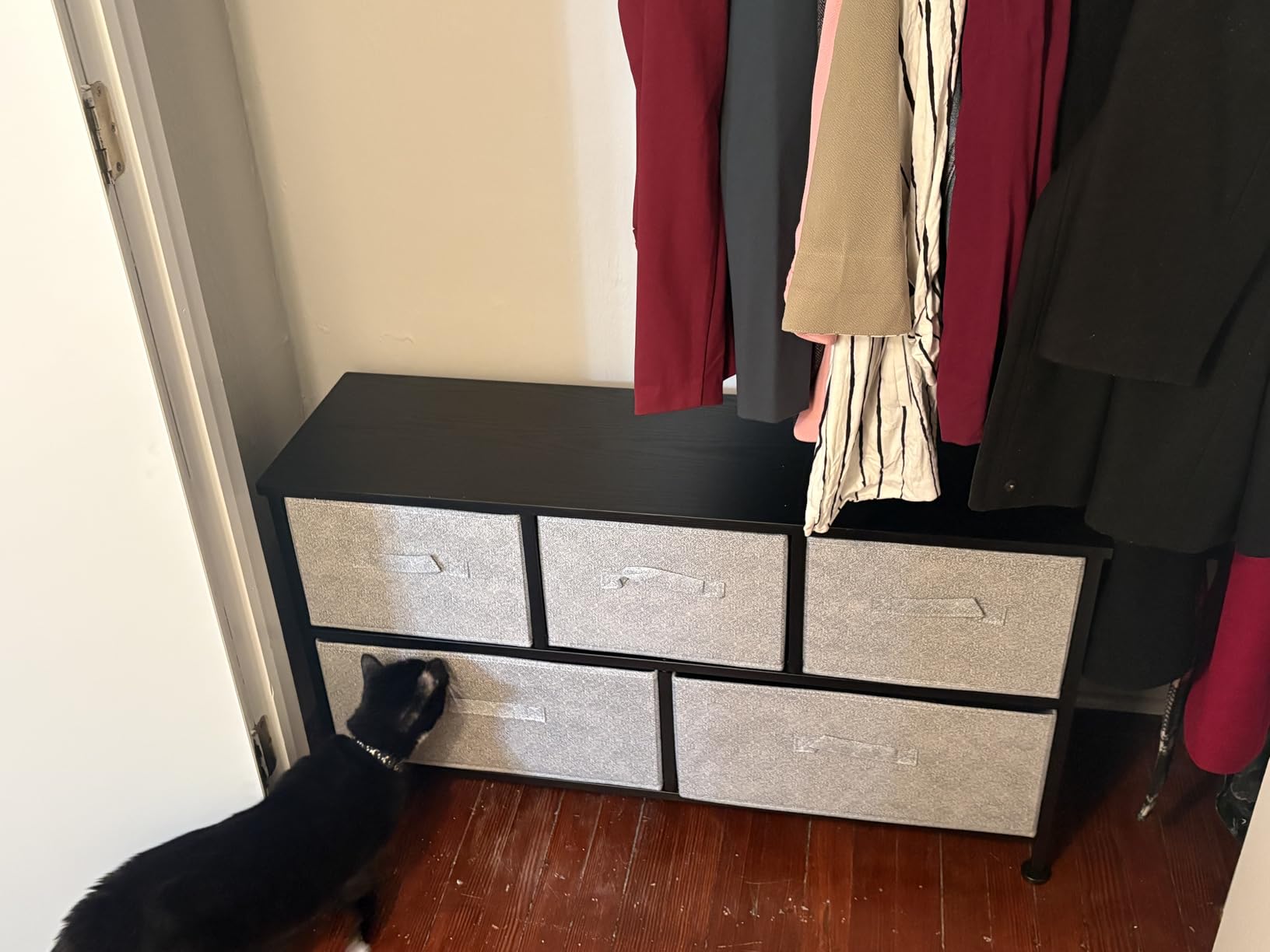 Amazon Basics Extra Wide Fabric 5-Drawer Storage Organizer Unit for Bedroom Closet, White customer photo 1