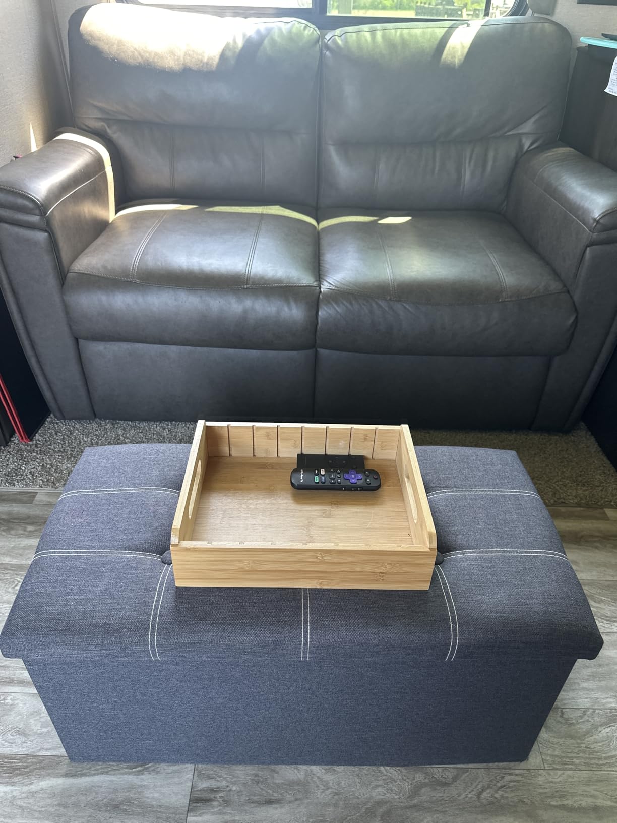 YOUDENOVA 30 inches Folding Ottoman, Ottoman with Storage Footrest Seat Support 350lbs, Storage Bench for Living Room Bedroom, Linen Fabric Grey customer photo 2
