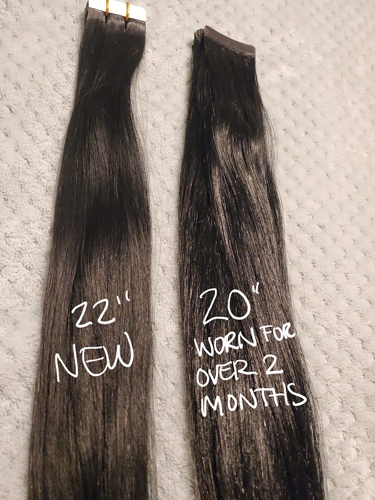 Full Shine Tape in Hair Extensions Human Hair 18Inch Remy Tape ins Human Hair Extensions Color 1 Jet Black, Seamless Silky Straight Skin Weft 20Pcs 50G customer photo 1