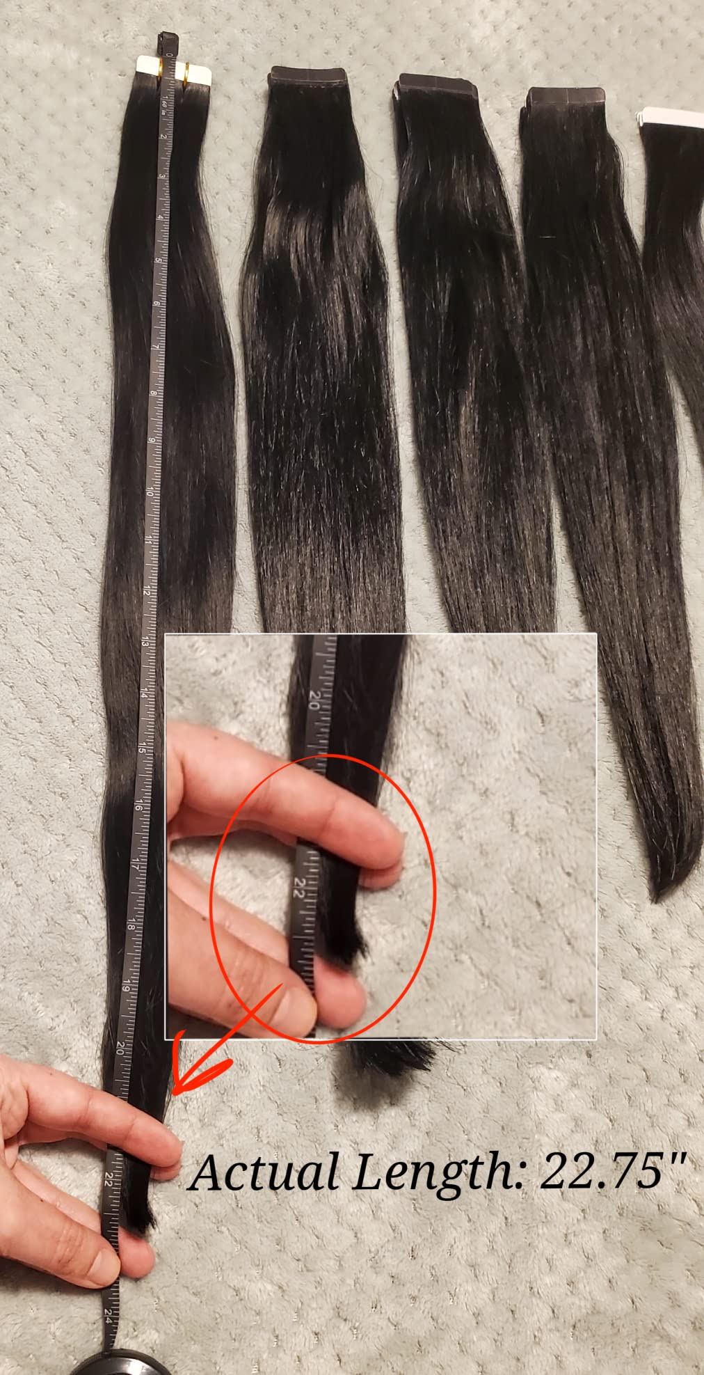 Full Shine Tape in Hair Extensions Human Hair 18Inch Remy Tape ins Human Hair Extensions Color 1 Jet Black, Seamless Silky Straight Skin Weft 20Pcs 50G customer photo 2