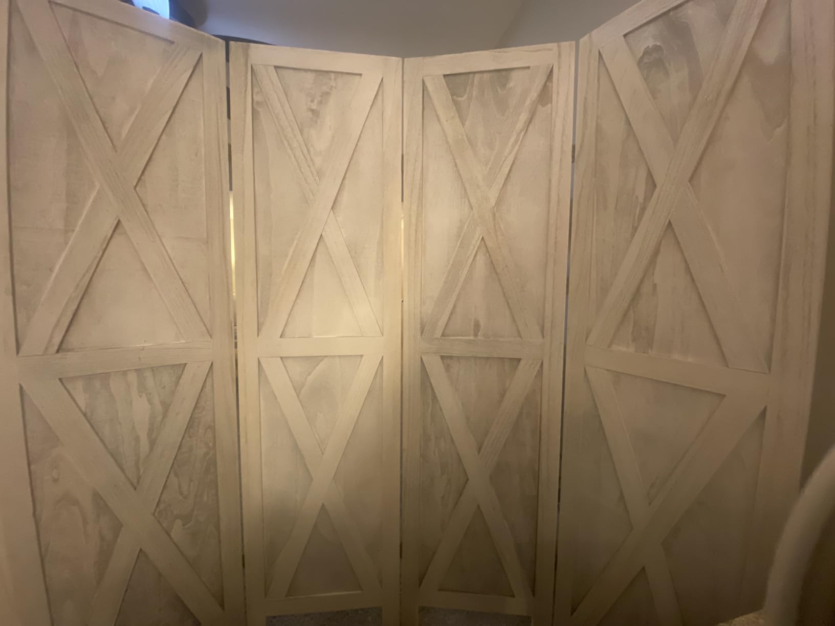 Premium Home 4-Panel Room Divider - Rustic White Barn Door, K Pattern Folding Privacy Screen, Partition Wall customer photo 1