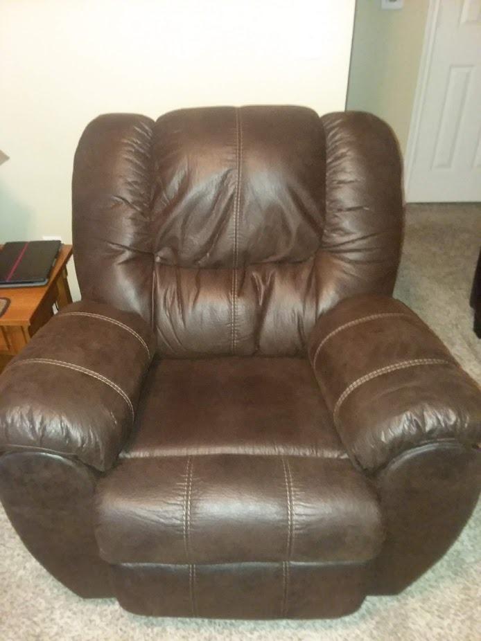 Signature Design by Ashley McGann Faux Leather Oversized Manual Rocker Recliner, Light Brown customer photo 2