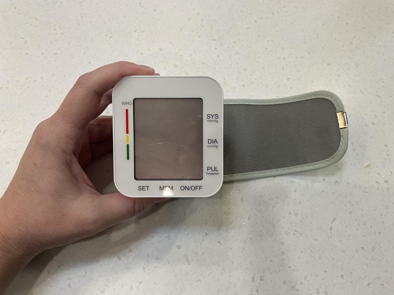 MMIZOO Wrist Blood Pressure Monitor Large LCD Display BP Machine Adjustable Cuff 5.31-7.68 inch Automatic 99x2 Sets Memory with Carrying Case for Home Use (White) customer photo 1