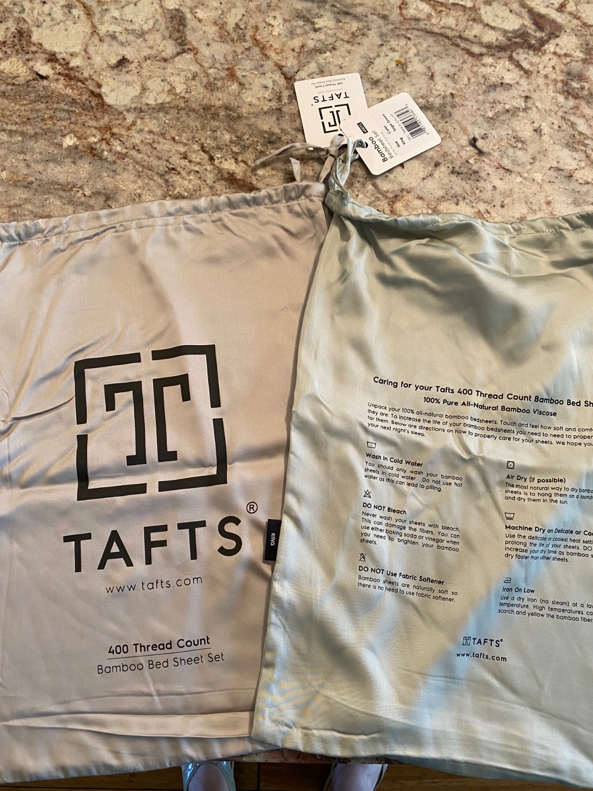 Tafts King Sheets Set, Pure 100% Viscose derived from Bamboo Bed Sheets Set, Luxuriously Soft, Silky, Cooling Sheets, Double Stitched, Lifetime Quality Promise (Gray/Grey) customer photo 2