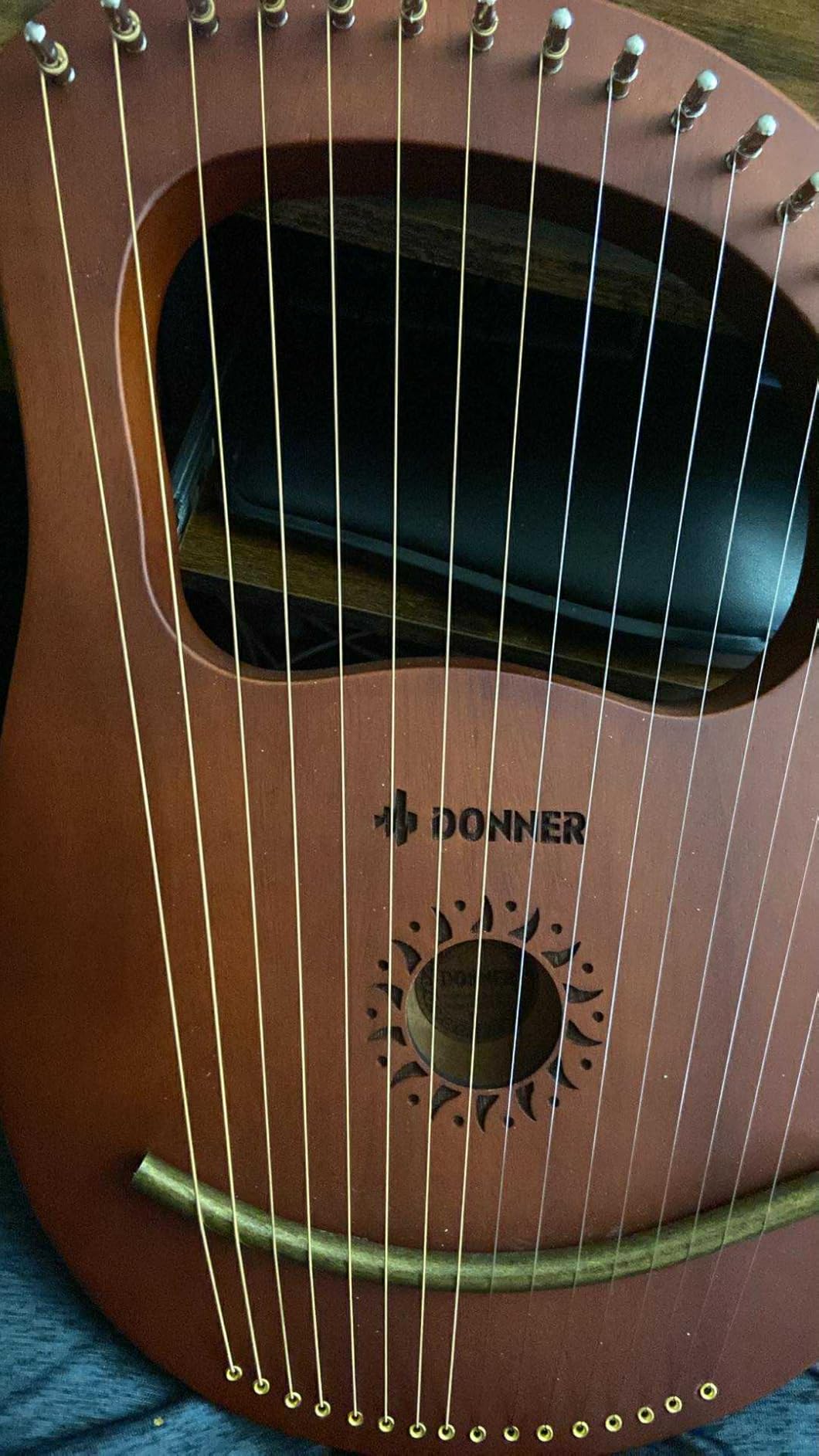Donner Lyre Harp, 7 Metal Strings, Mahogany Body and Bone Saddle DLH-001 Lyre Harp for Beginner Kids with Tuning Wrench, Spare String Set, Black Gig Bag, Manual, Ancient Greece Style customer photo 1