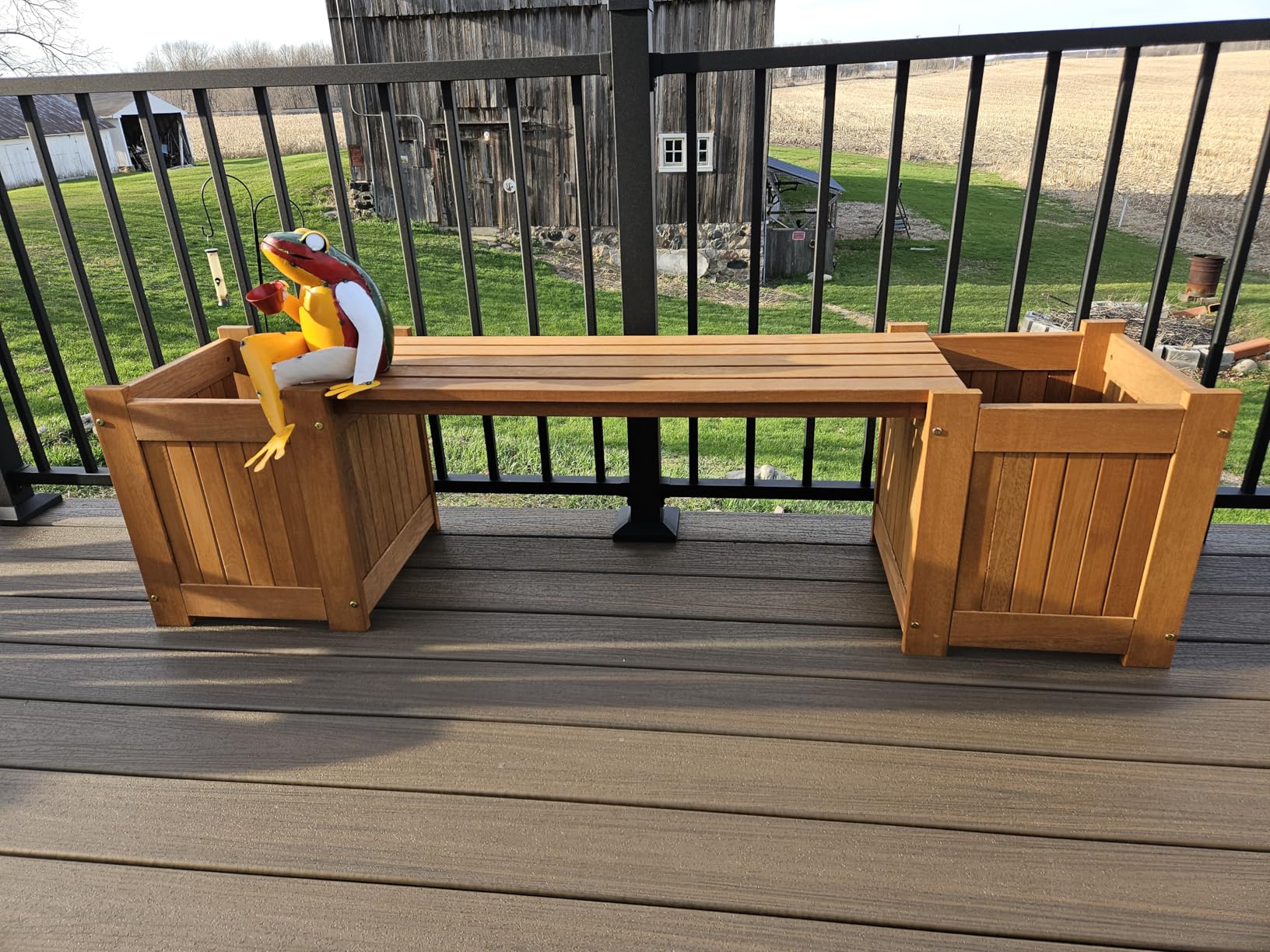 FURINNO FG19455 Tioman Hardwood Outdoor Lifestyle Flowerbox with Bench, Natural customer photo 2