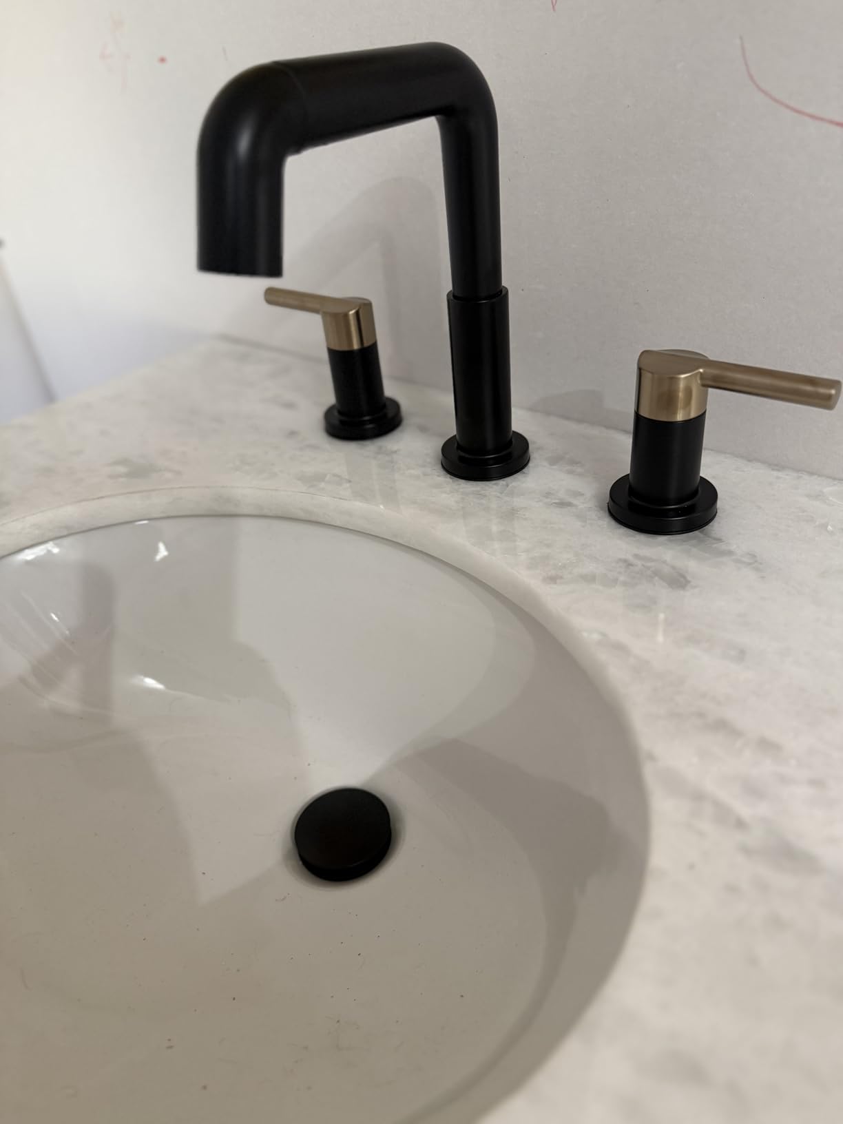 Delta Nicoli Matte Black Bathroom Faucet 3 Hole, 8 Inch Widespread Bathroom Sink Faucet for Vanity, Push-Pop Drain Assembly, Matte Black 35849LF-BL customer photo 2