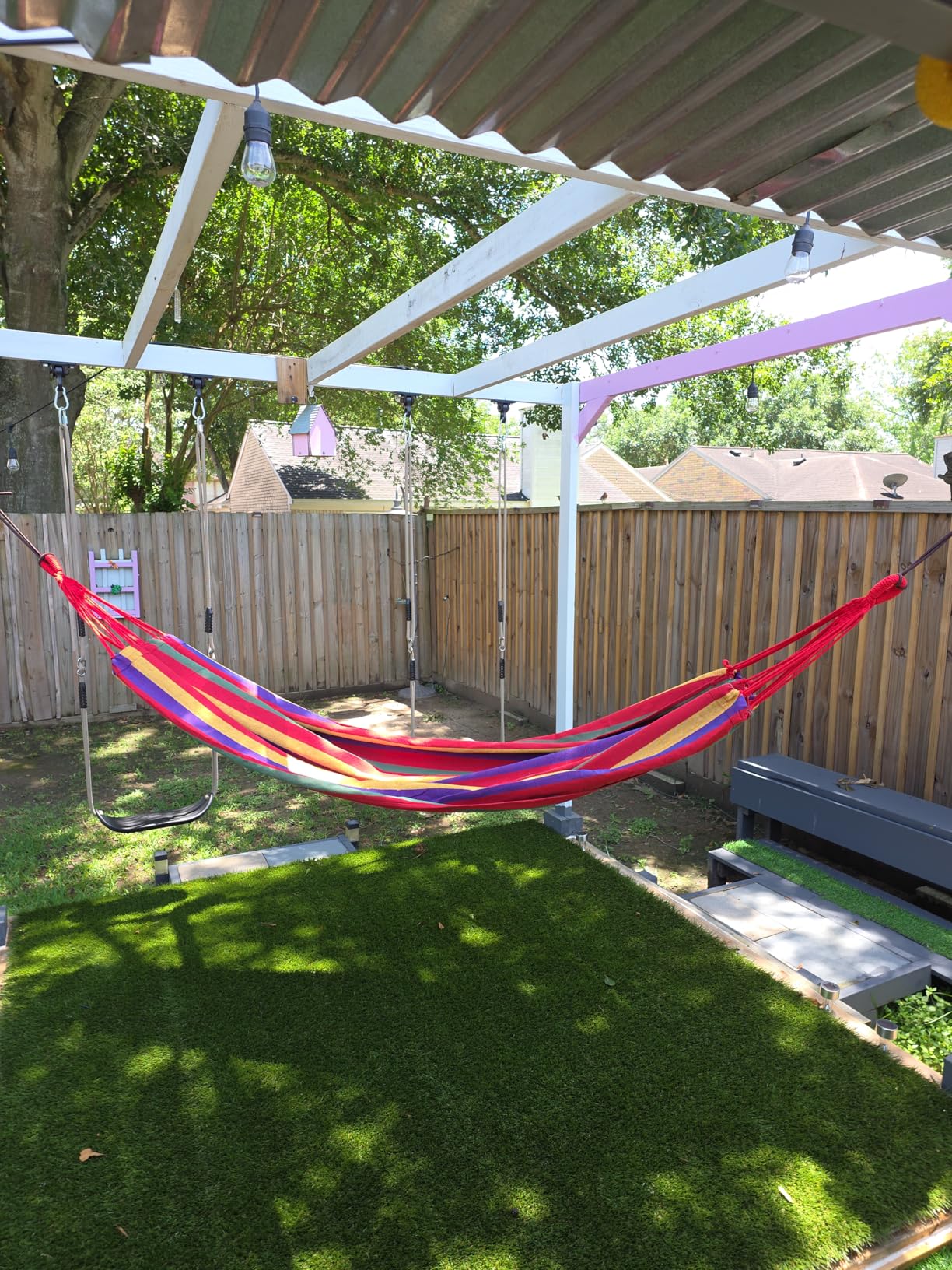 GOCAN Brazilian Double Hammock 2 Person Extra Large 330X150cm Load Capacity 600Pound Canvas Cotton Hammock for Patio Porch Garden Backyard Lounging Outdoor and Indoor XXL (Grey) customer photo 2