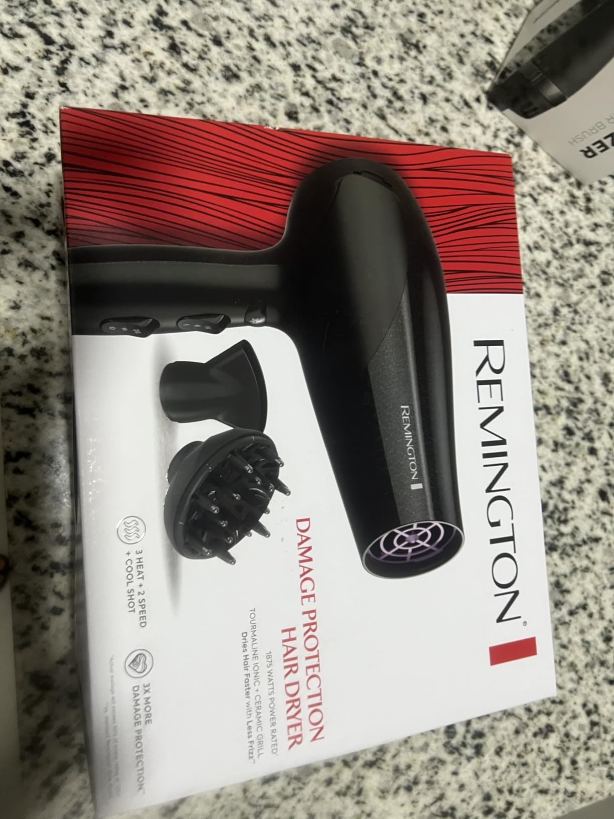 Remington Damage Protection Hair Dryer with Ceramic Ionic Tourmaline Technology, Grey, Diffuser and Concentrator, 3 Piece Set customer photo 2