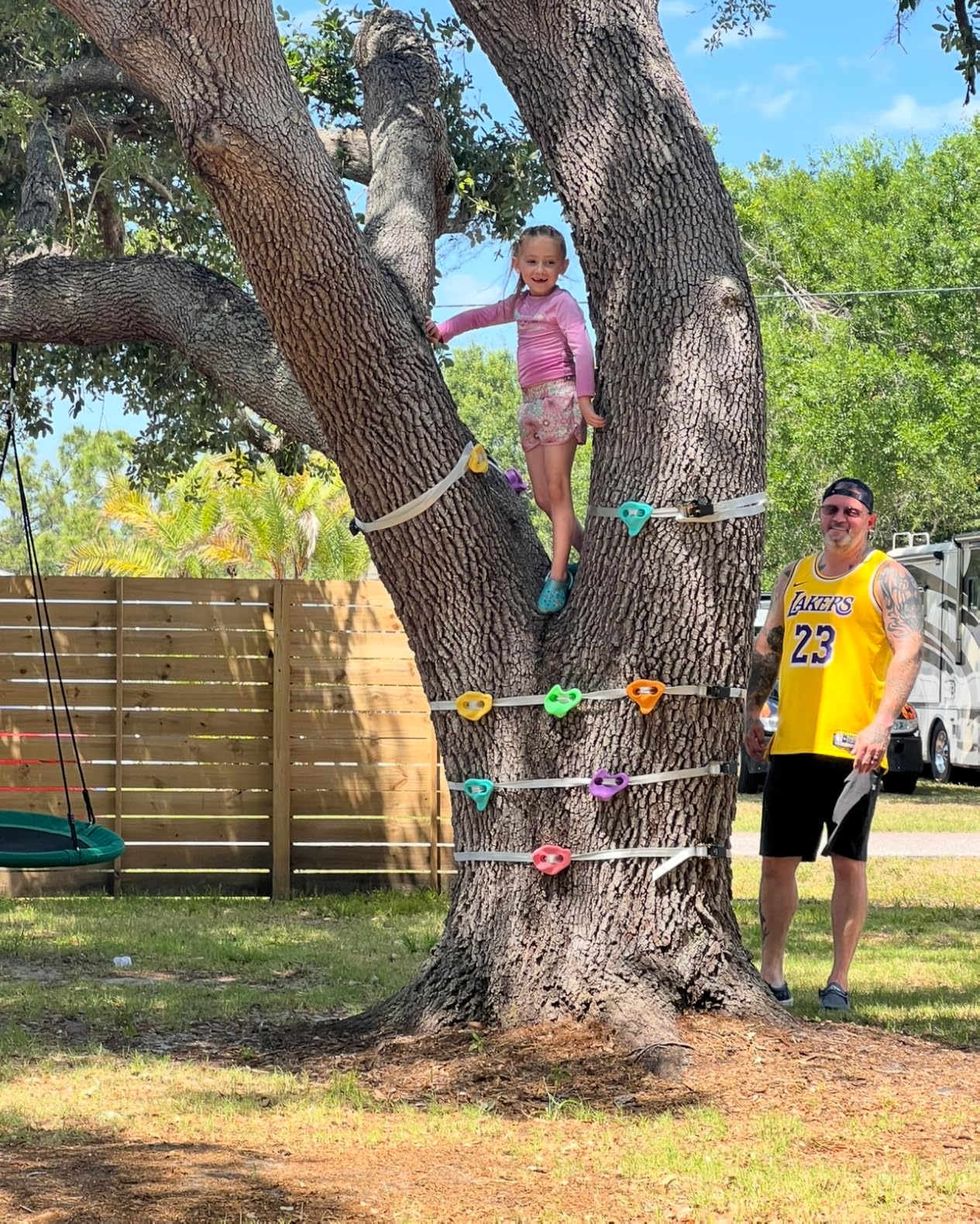 TOPNEW 20 Ninja Tree Climbing Holds for Kids Climber, Adult Climbing Rocks with 6 Ratchet Straps for Outdoor Ninja Warrior Obstacle Course Training customer photo 2