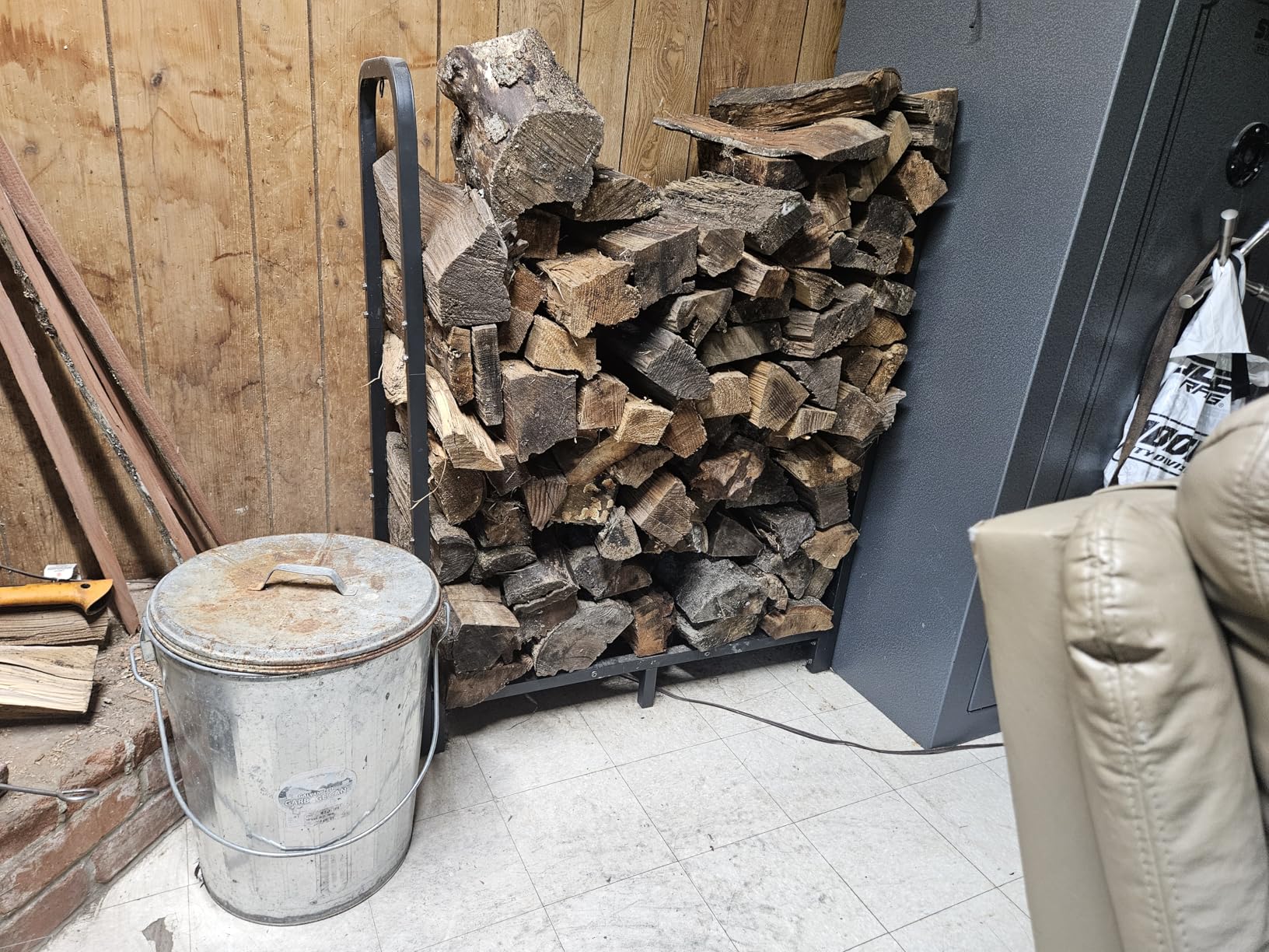 Firewood Rack Stand 4ft Heavy Duty Logs Holder for Outdoor Indoor Fireplace Metal Wood Pile Storage Stacker Organizer, Matte Black customer photo 2