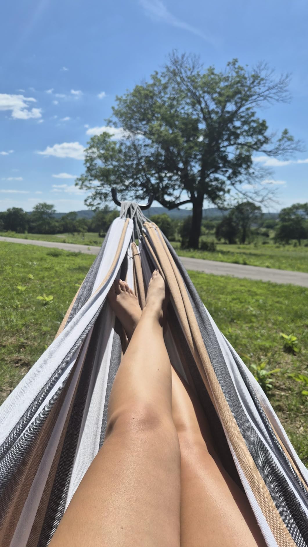 PNAEUT Double Hammocks with Stand for Outside, Portable Space Saving Heavy-Duty Steel Frame for Indoor Outdoor Patio Yard, Easy Assembly, 2 Person 450 lbs Capacity (Coffee) customer photo 2